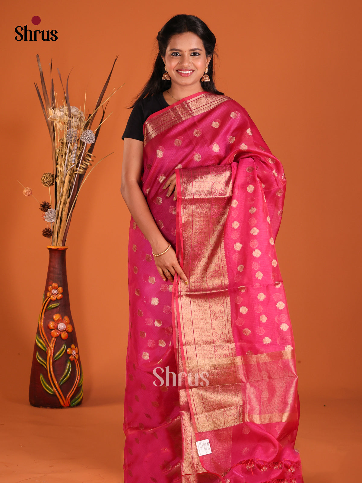 Pink - Semi Kota Saree - Shop on Shrus.com