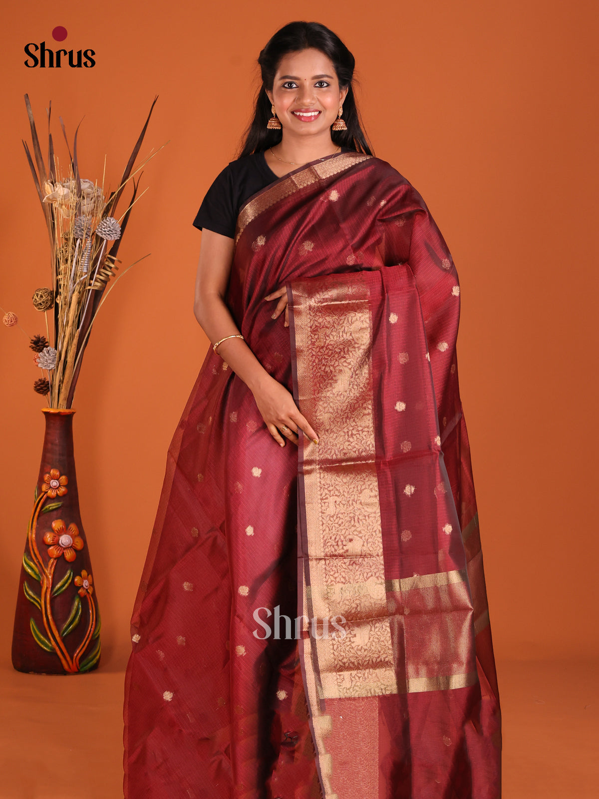 Maroon - Semi Kota Saree