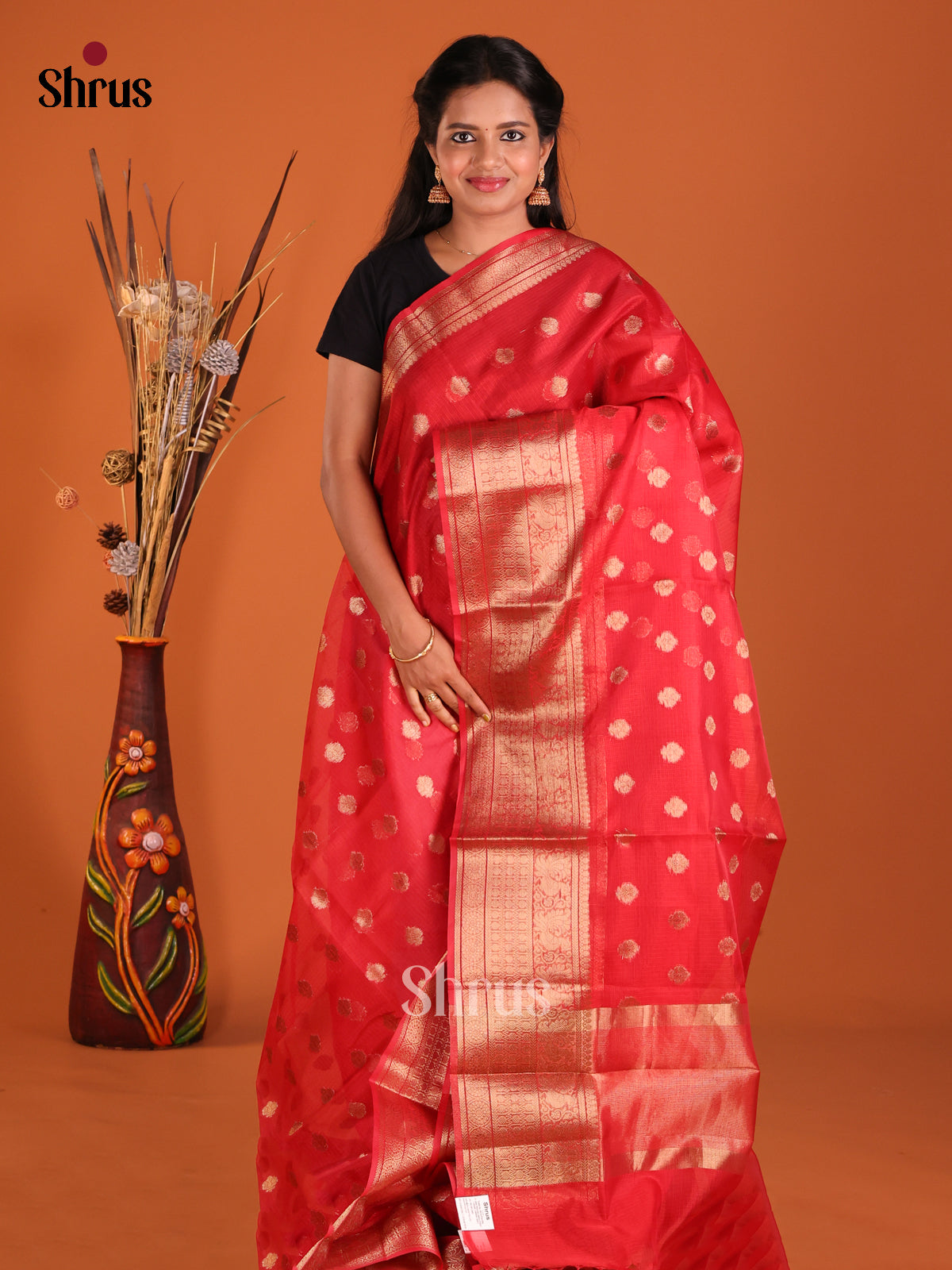 Red- Semi Kota Saree