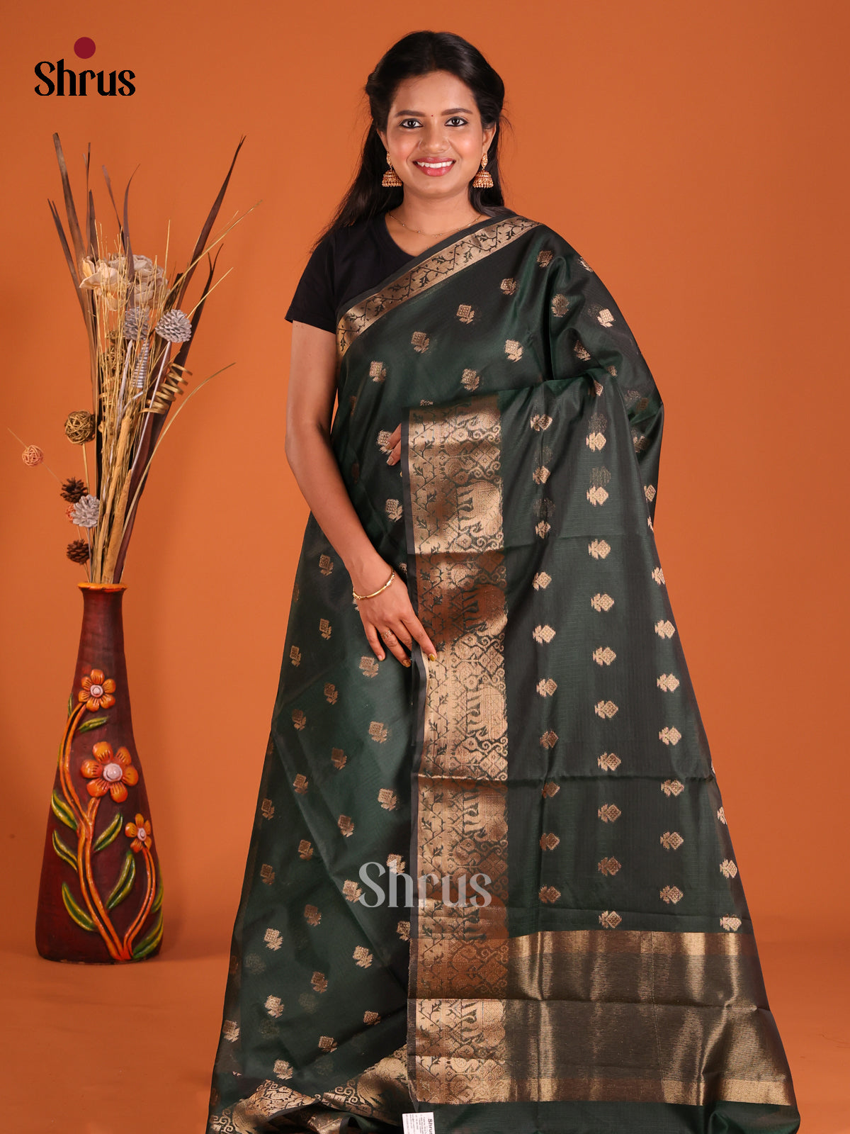 Green - Semi Kota Saree - Shop on Shrus.com
