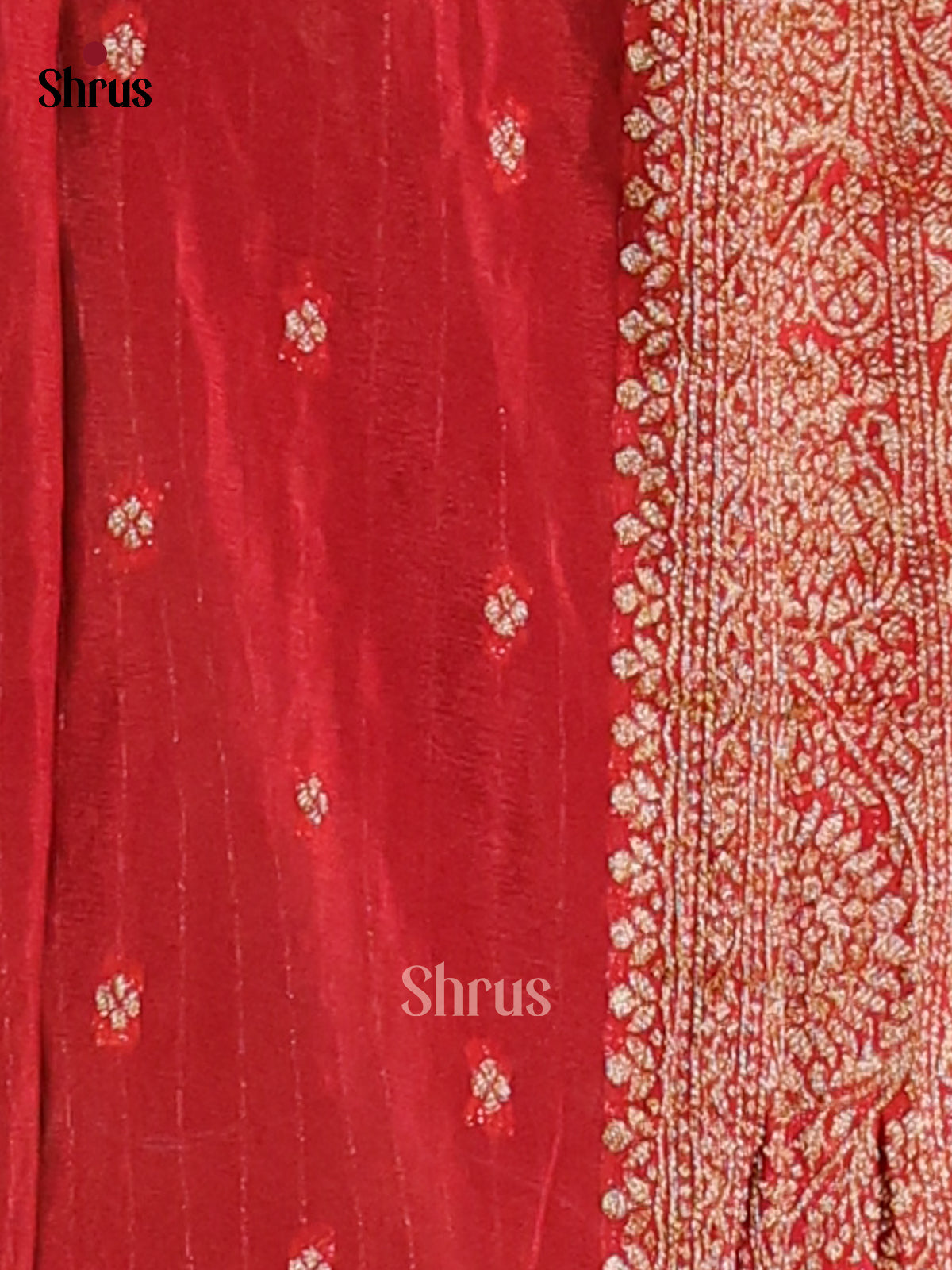 Green & Red - Semi Georgette Saree - Shop on Shrus.com