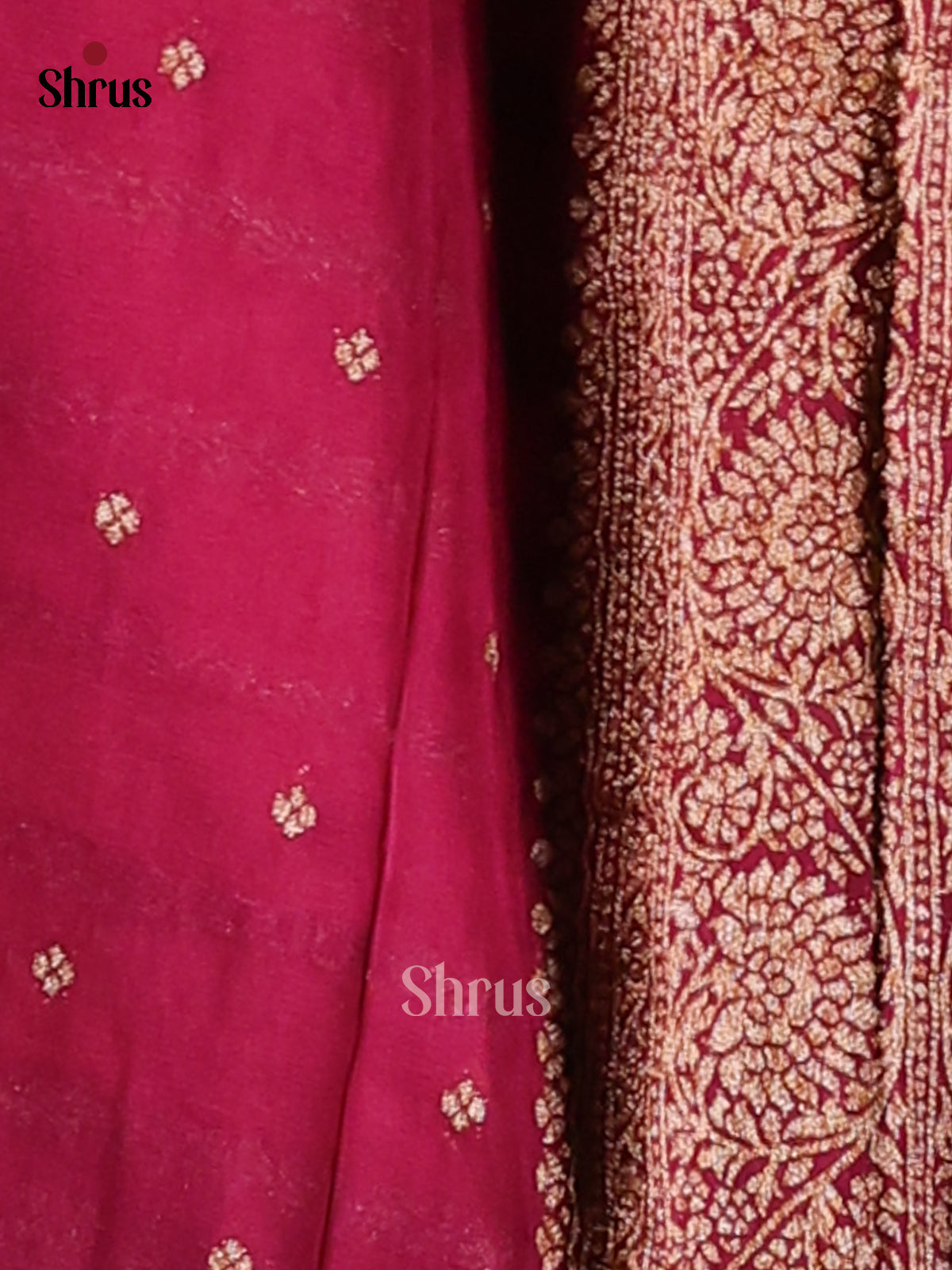 Pink & Purple - Semi Georgette Saree - Shop on Shrus.com