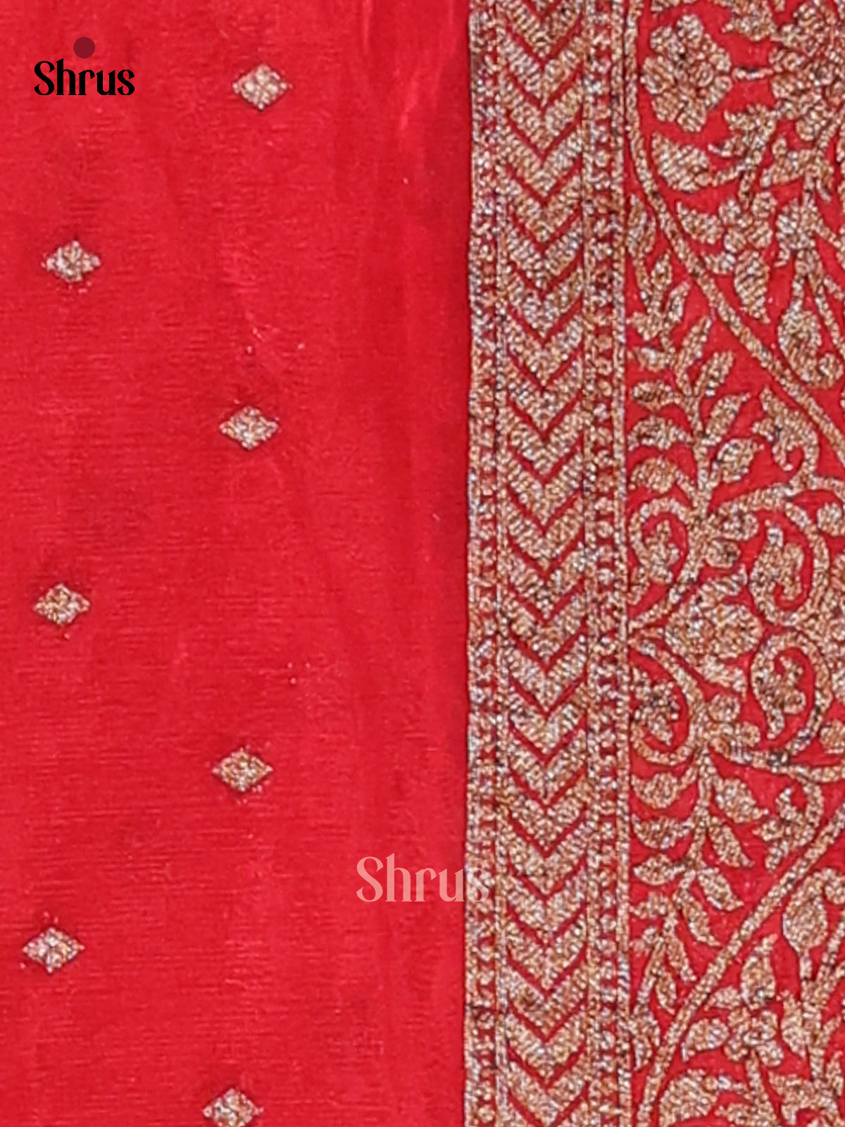 Green & Red - Semi Georgette Saree - Shop on Shrus.com