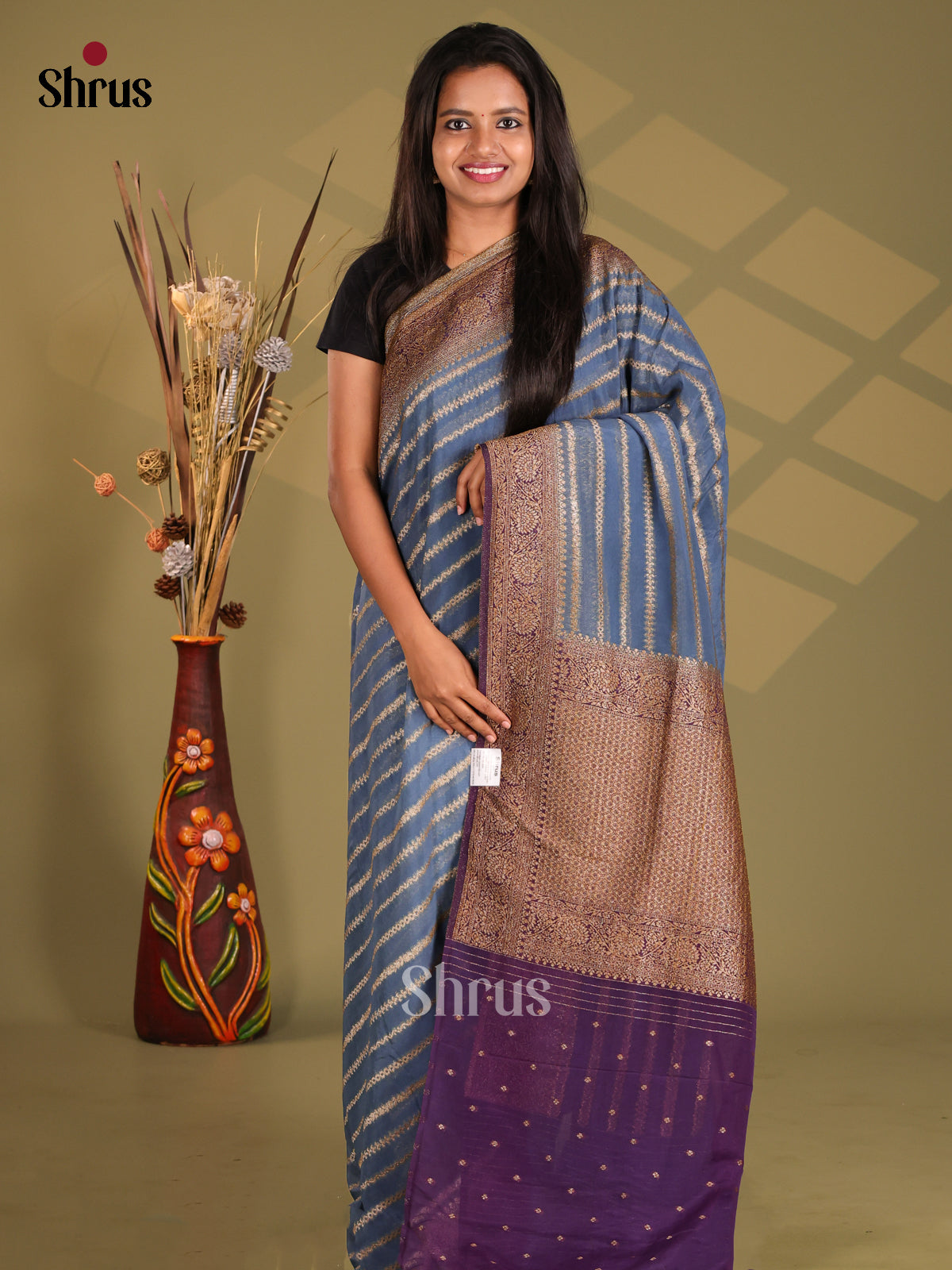Blue & Violet - Semi Georgette Saree