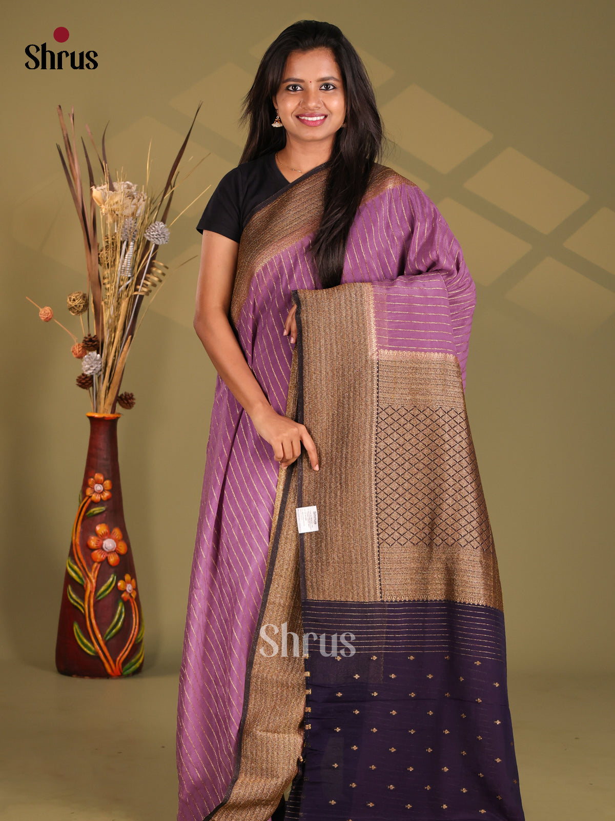 Lavender & Violet - Semi Georgette Saree - Shop on Shrus.com