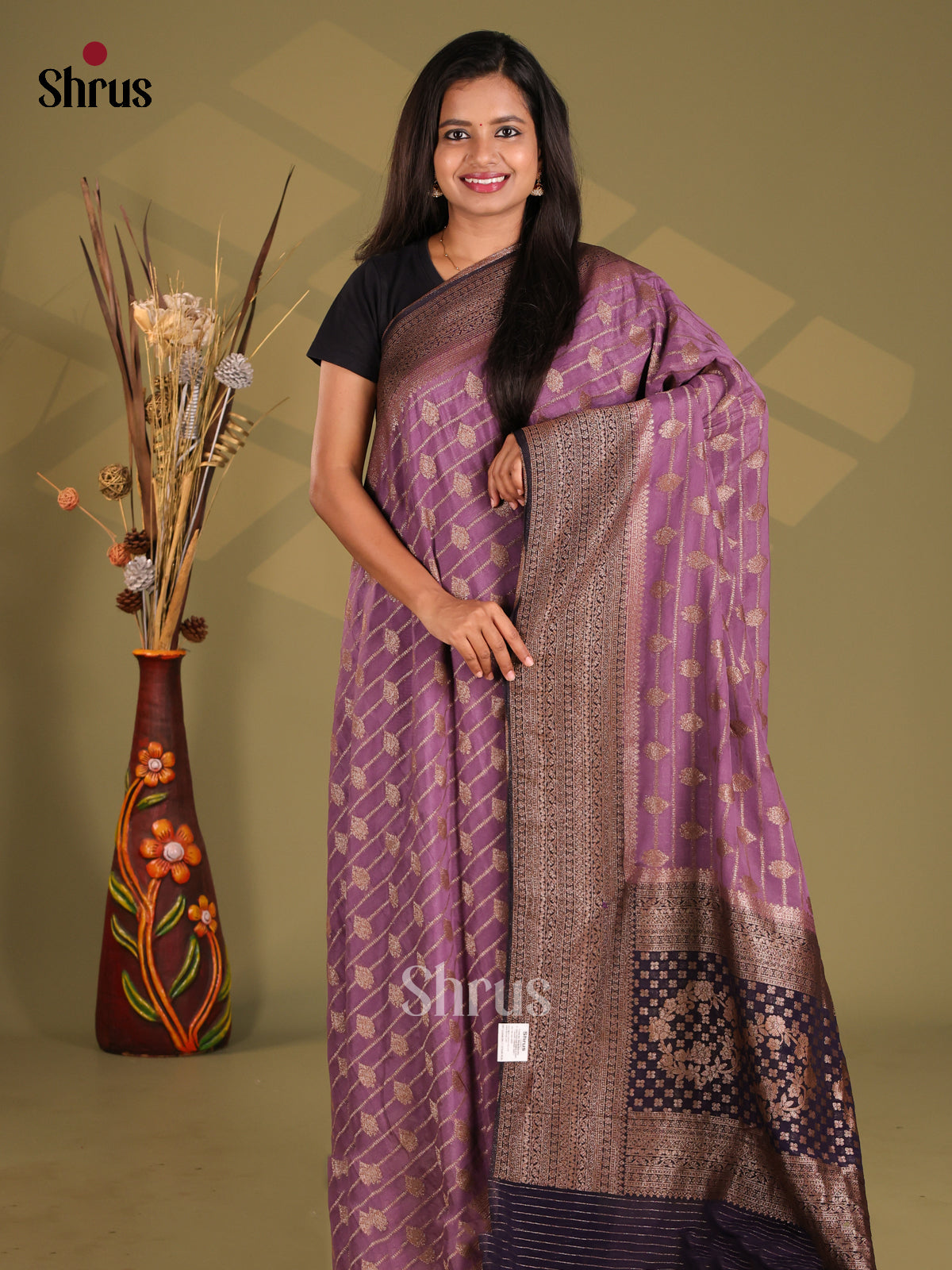 Lavender & Violet - Semi Georgette Saree - Shop on Shrus.com