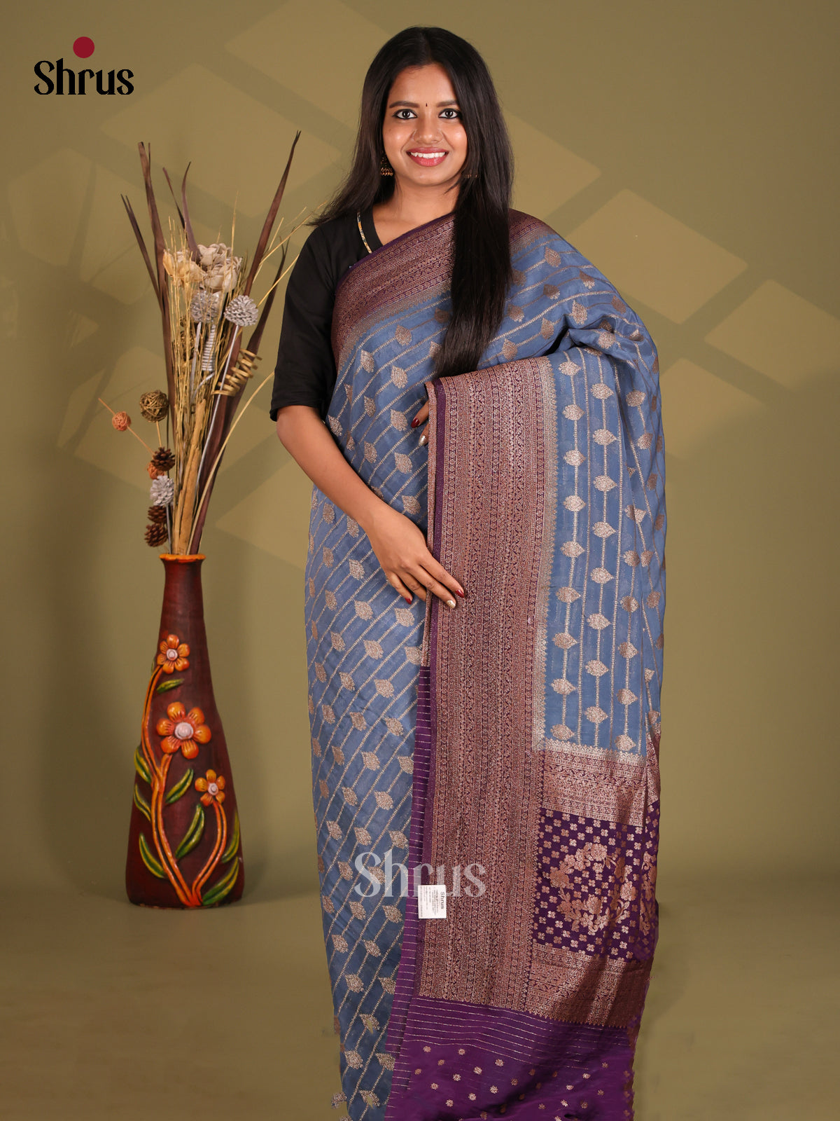 Blue & Violet - Semi Georgette Saree