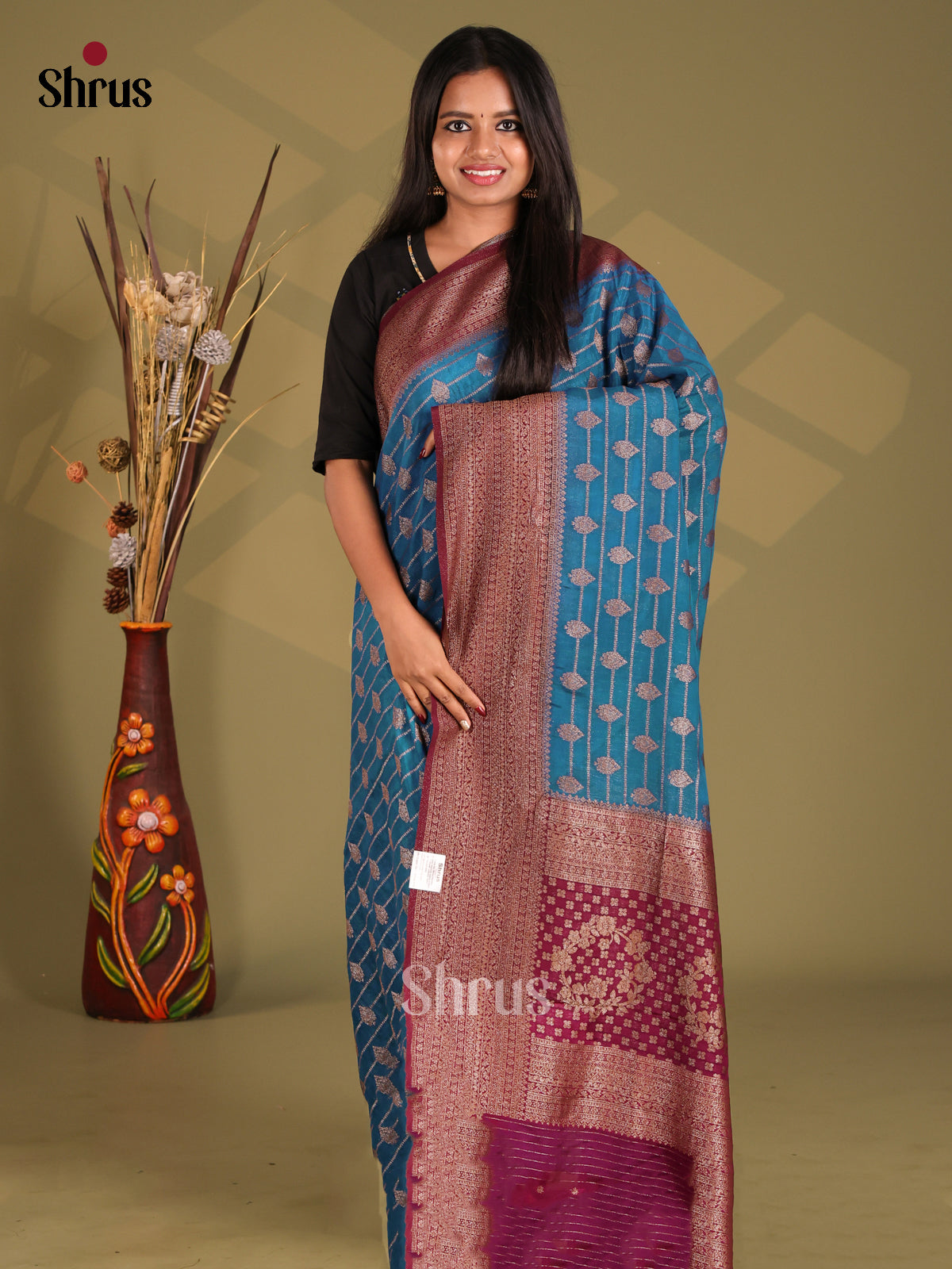 Blue & Purple - Semi Georgette Saree