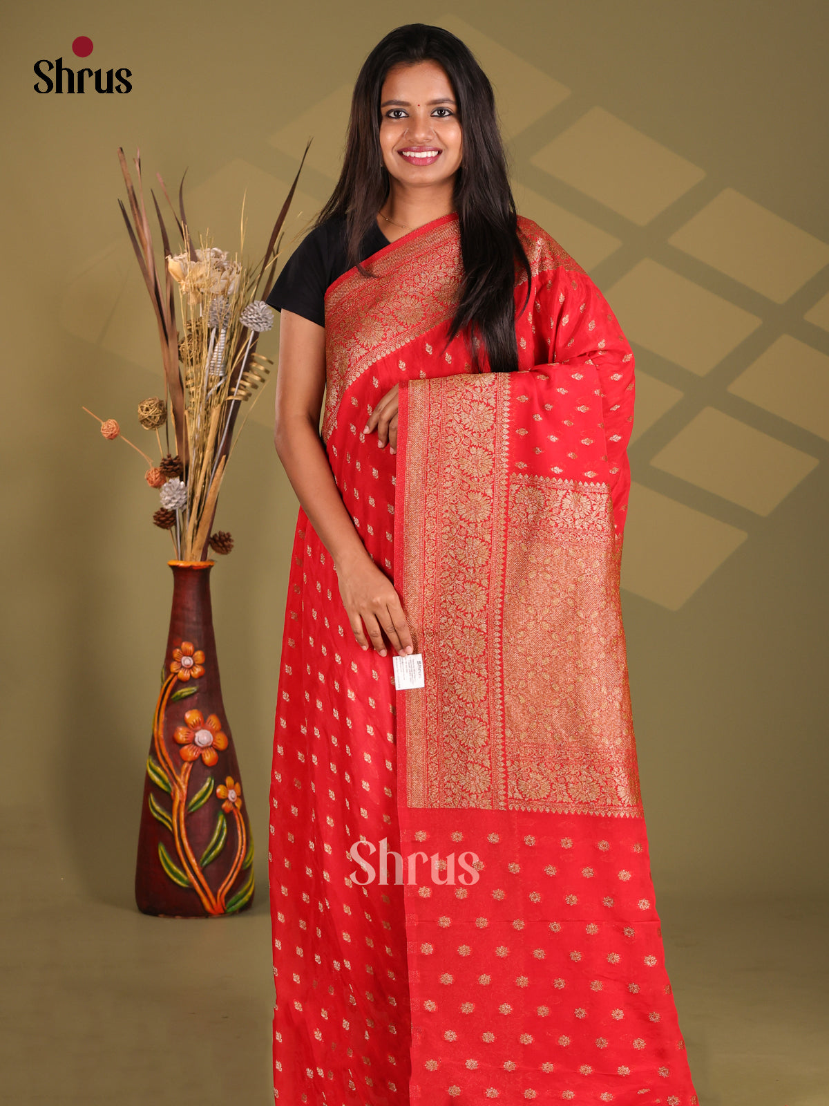 Red- Semi Georgette Saree
