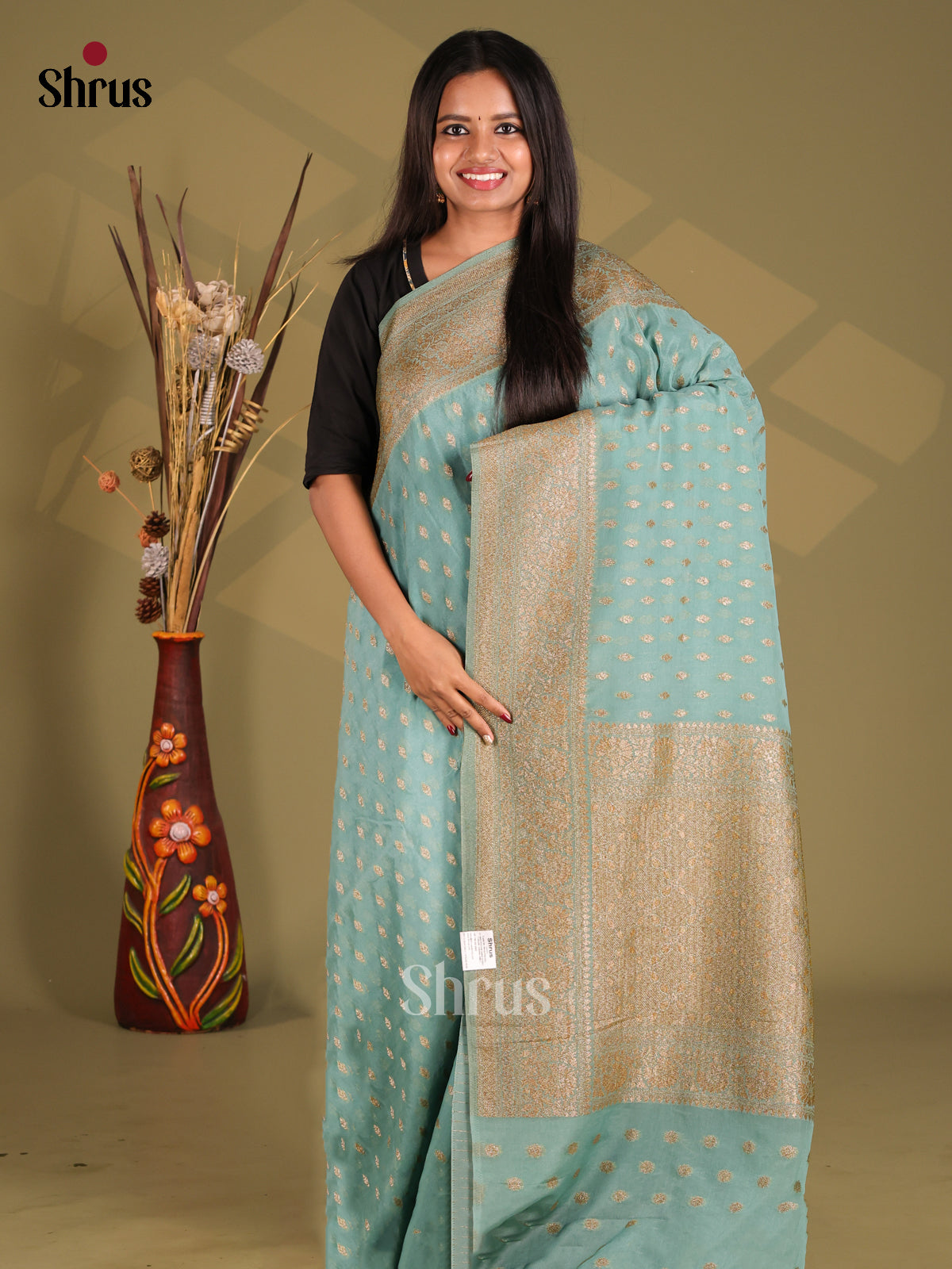 pastel Blue - Semi Georgette Saree