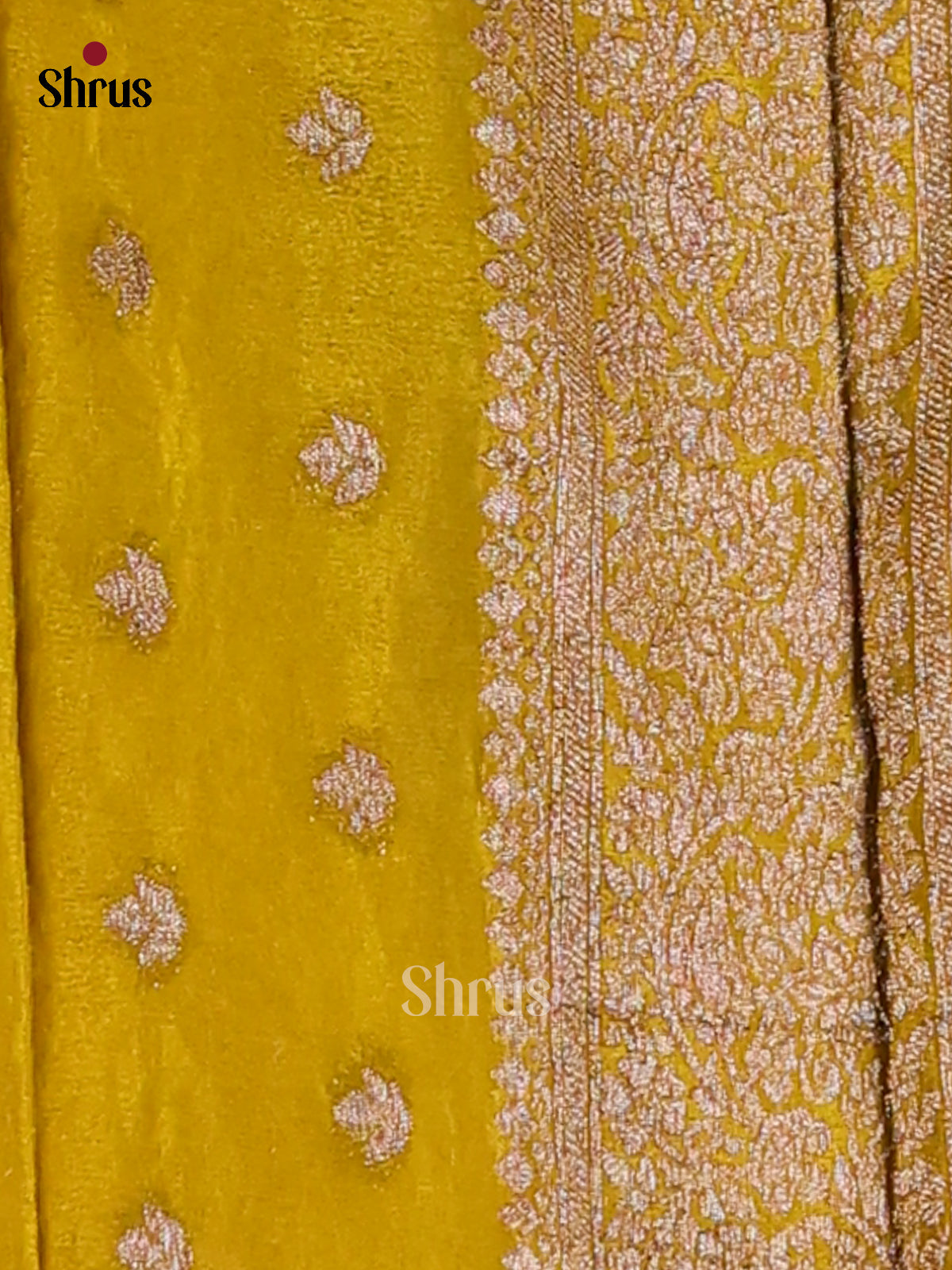 Mustardy Green - Semi Georgette Saree - Shop on Shrus.com