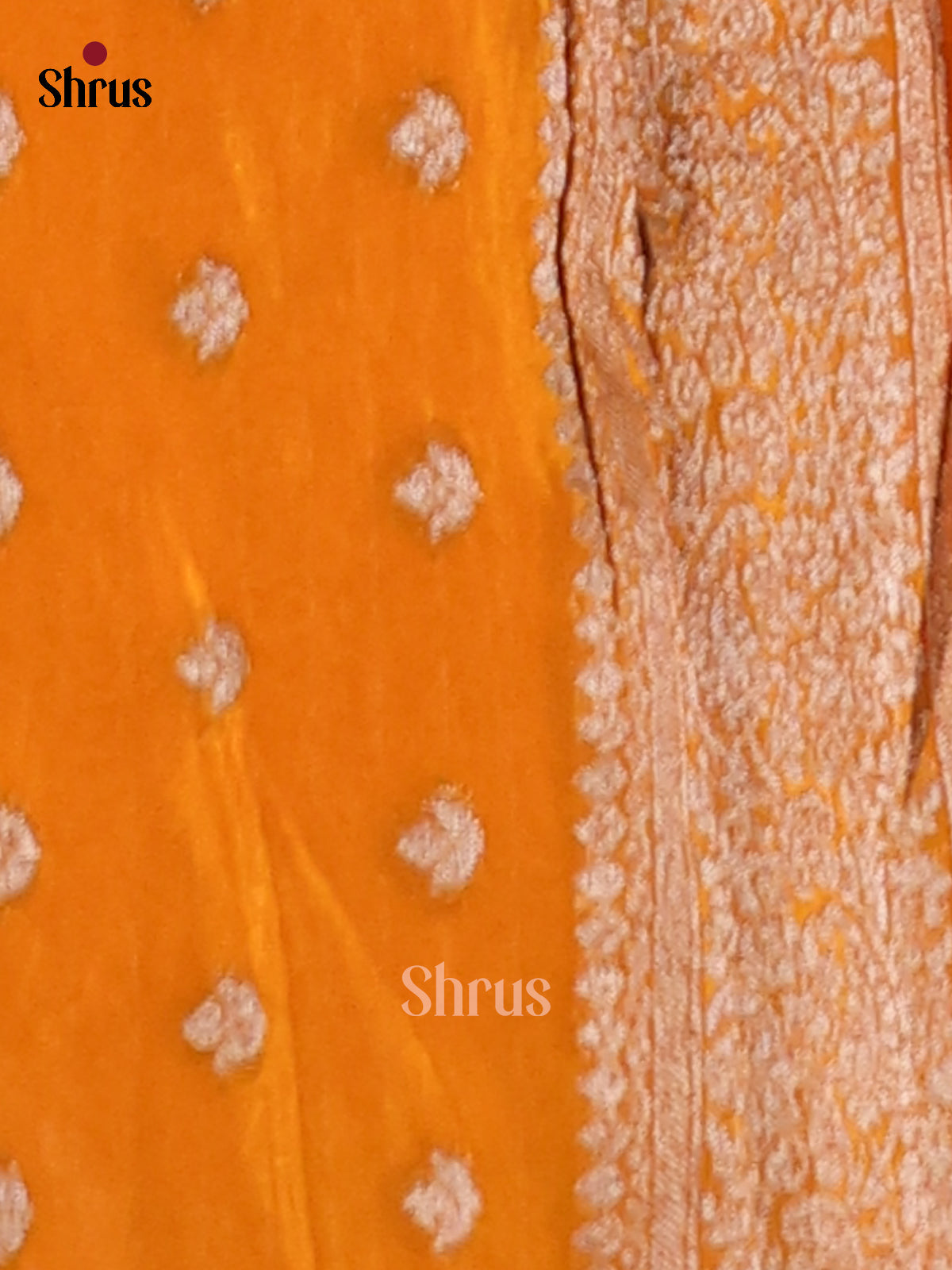 Orange - Semi Georgette Saree