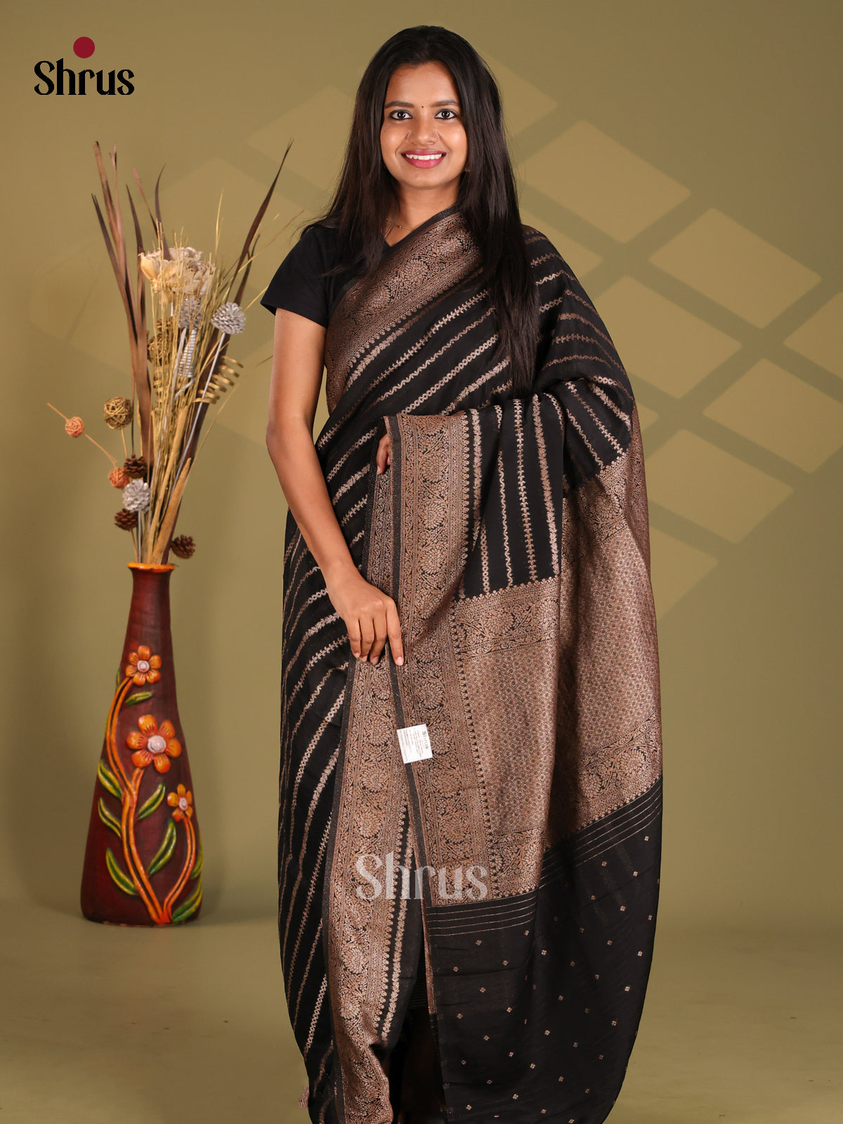 Black - Semi Georgette Saree