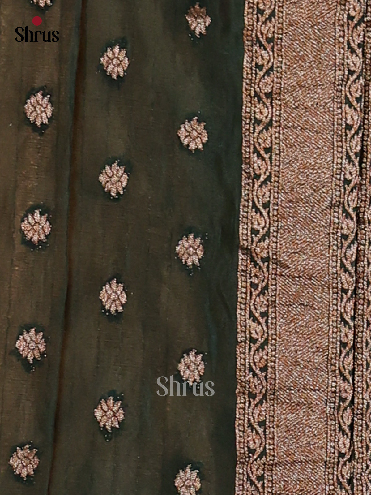 Beige & Green - Semi Georgette Saree
