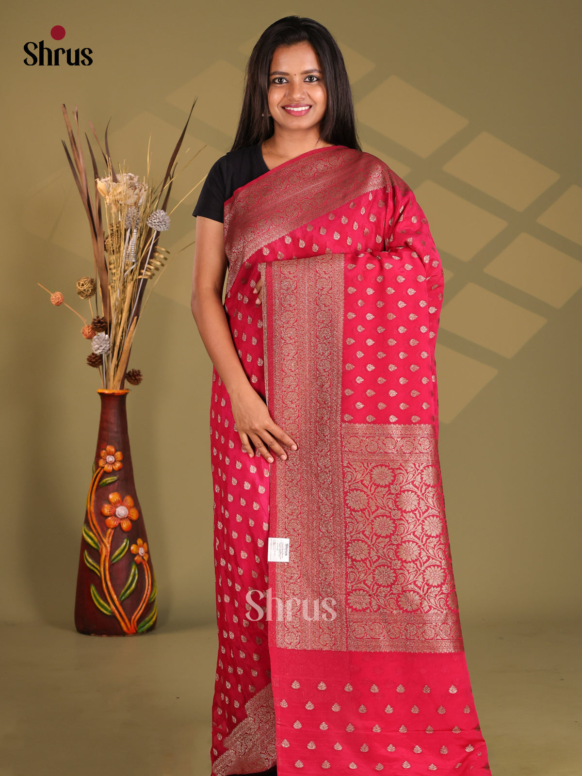 Red- Semi Georgette Saree