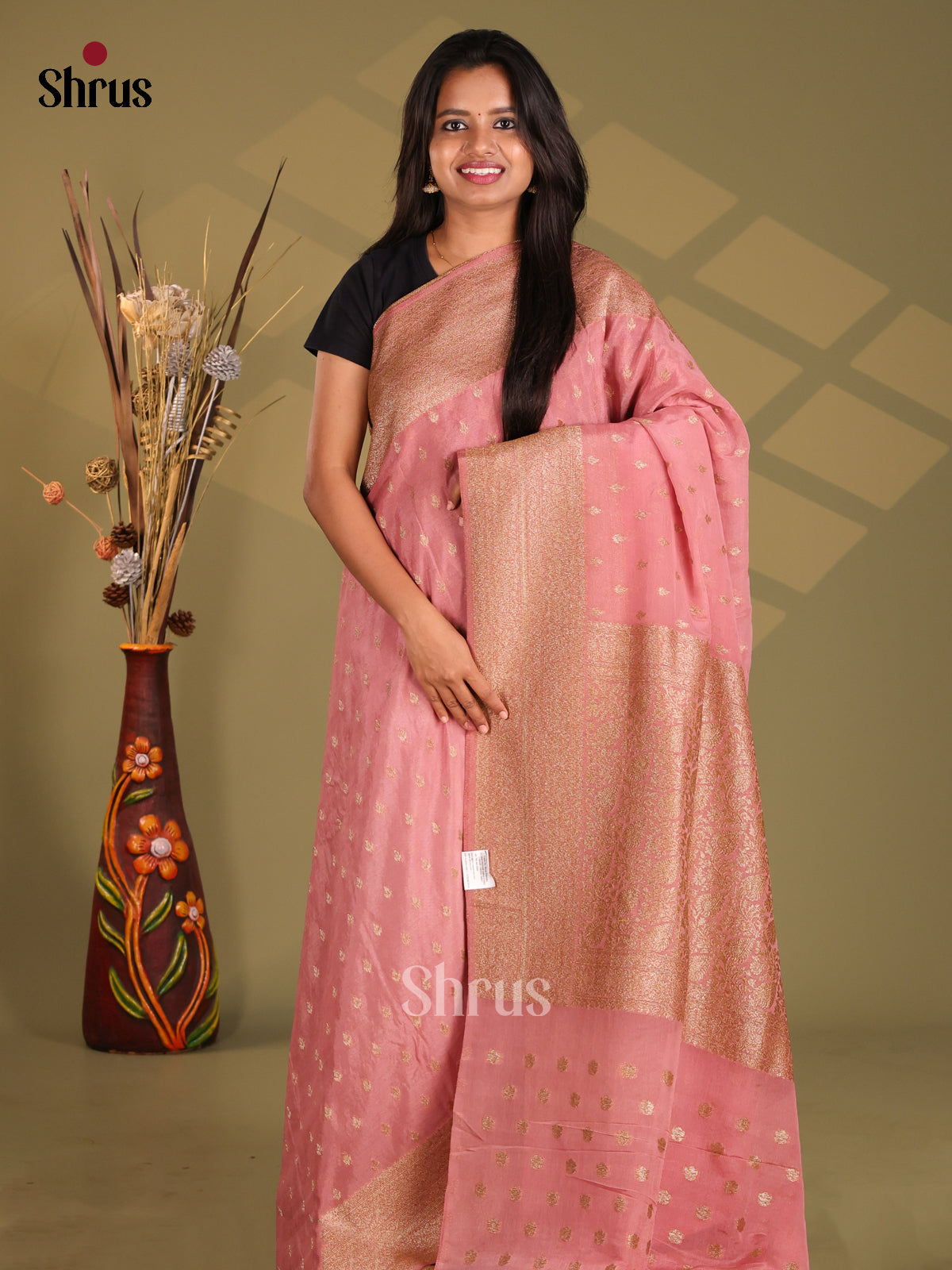 Pink - Semi Georgette Saree