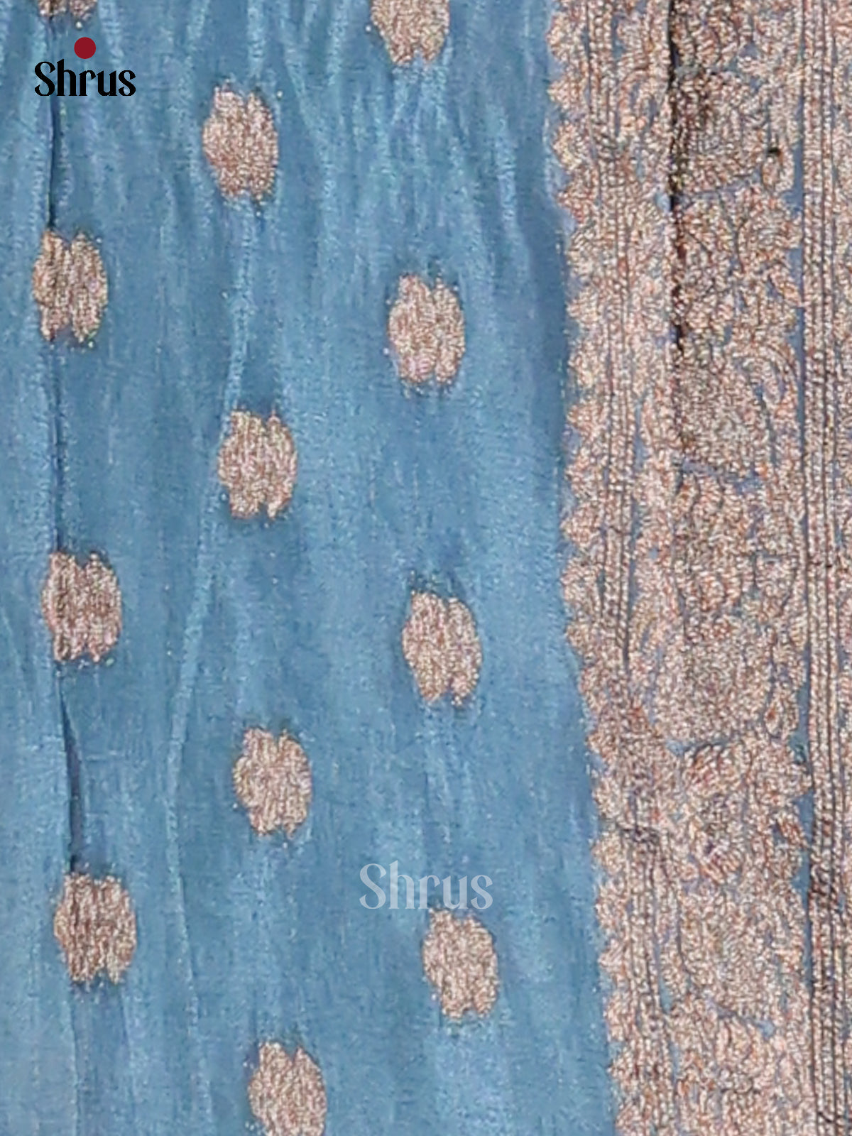 Greyish blue - Semi Georgette Saree - Shop on Shrus.com