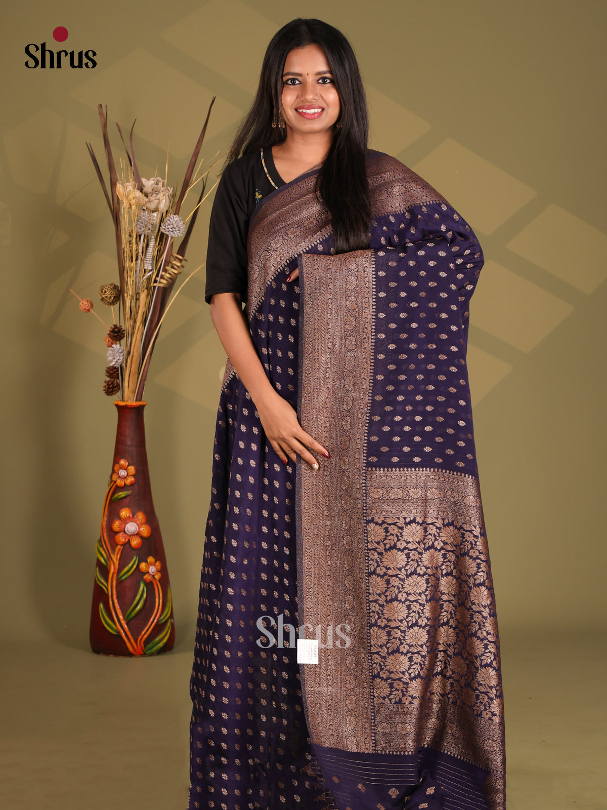 Blue(Single Tone) - Semi Georgette Saree