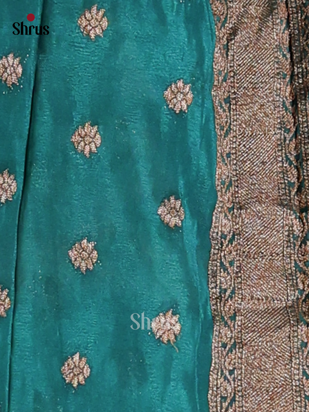 Beige & Green - Semi Georgette Saree - Shop on Shrus.com