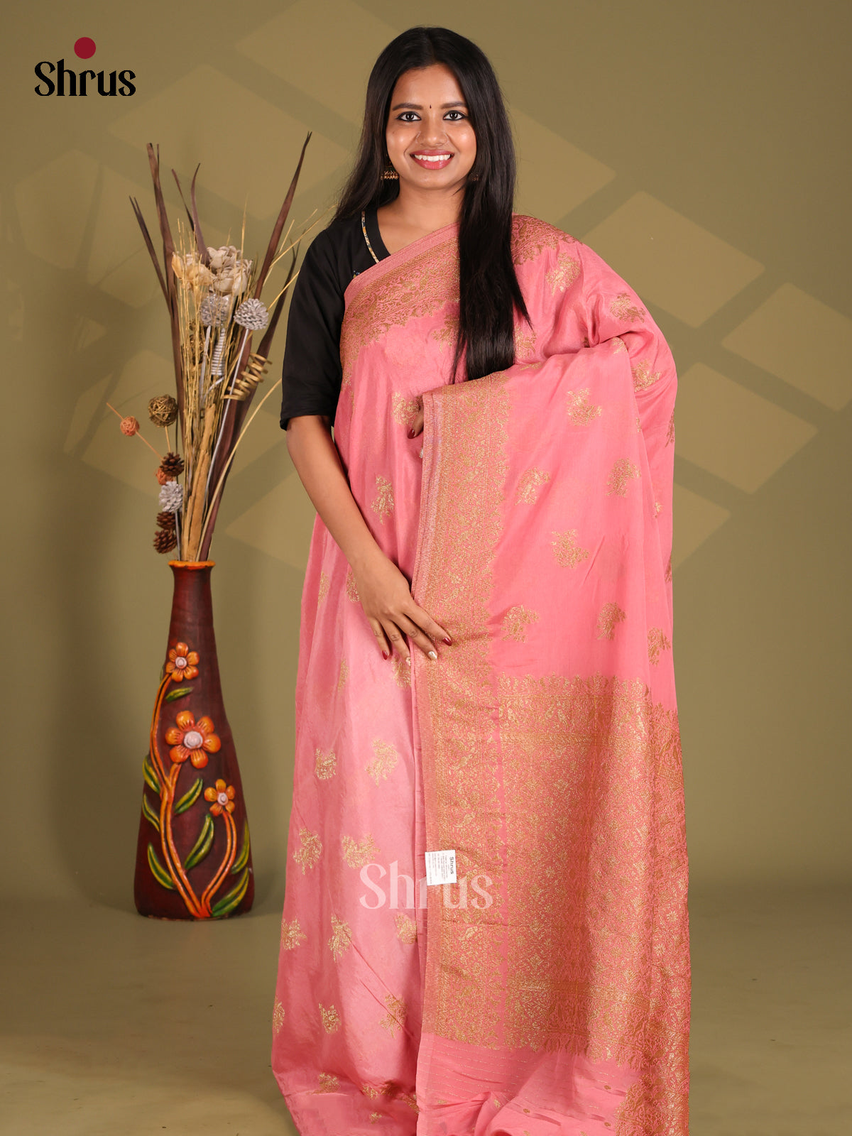 Pink- Semi Georgette Saree