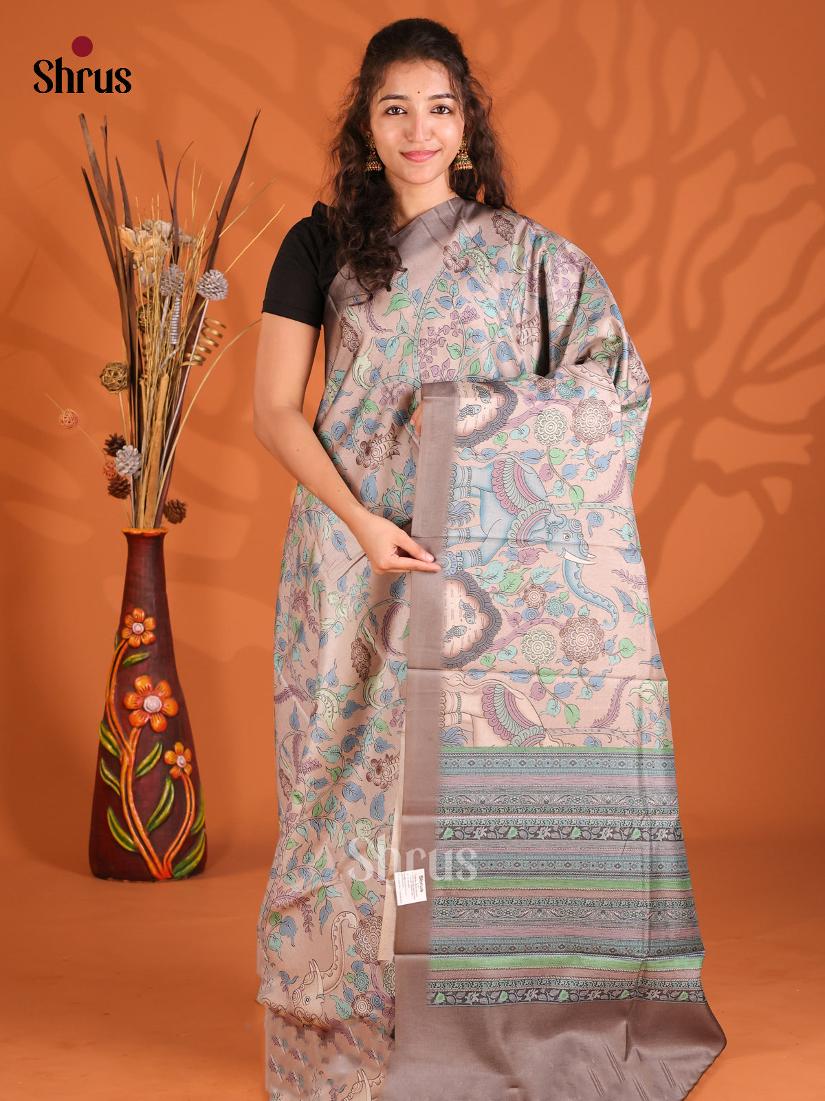 Dusty Pink - Butter silk Saree - Shop on Shrus.com