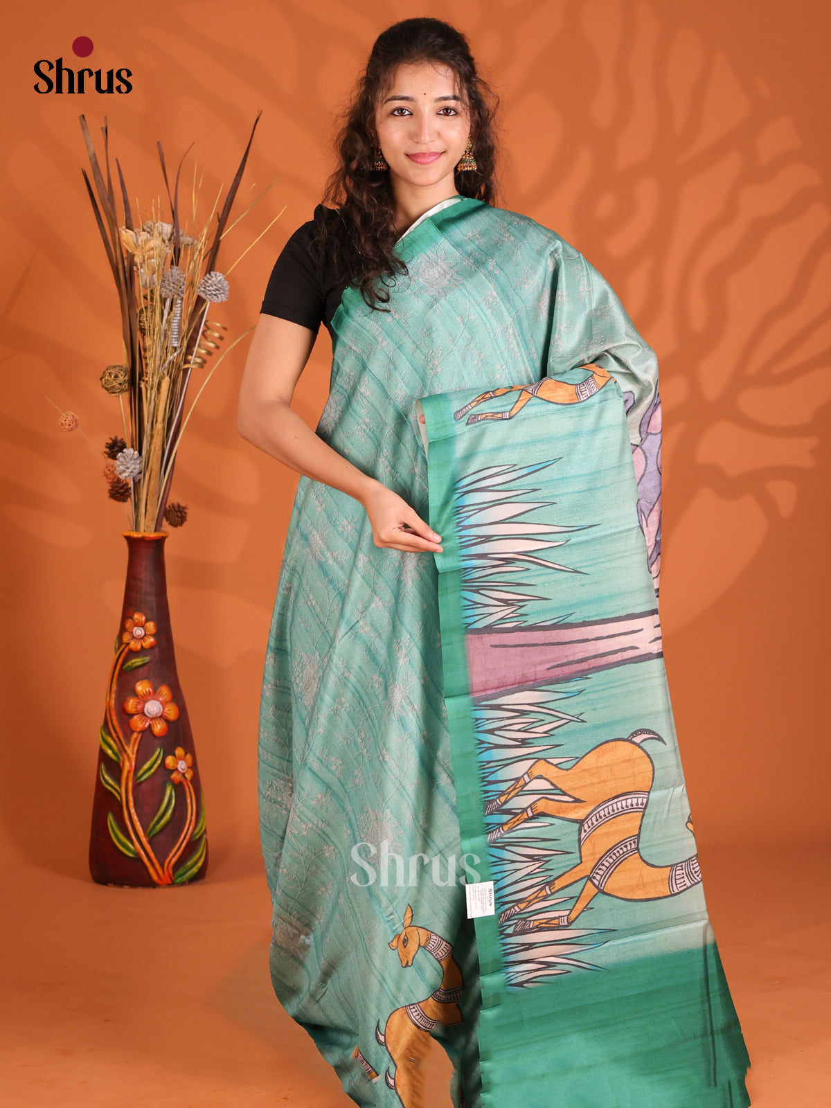 Green - Butter silk Saree