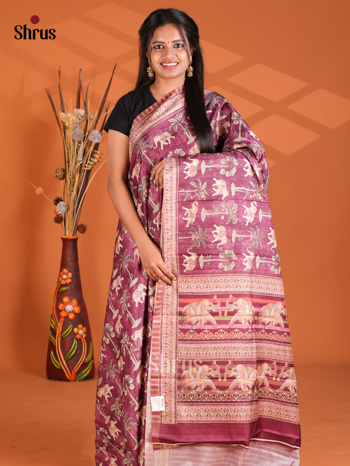 Purple- Butter silk Saree