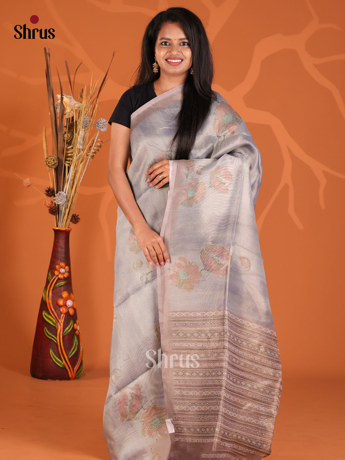 DFS16304- Semi Tissue Print Saree