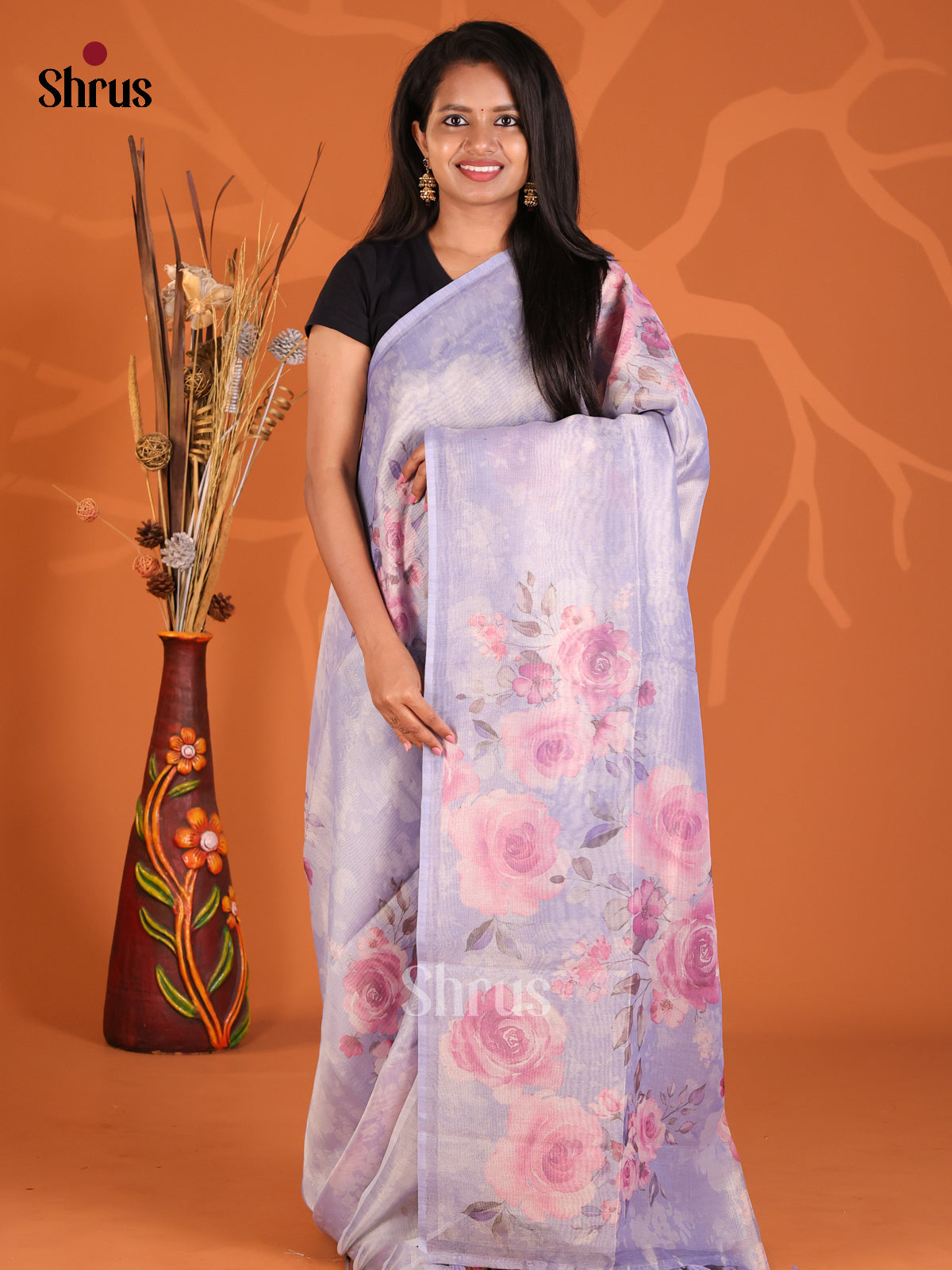 Lilac - Semi Tissue saree - Shop on Shrus.com