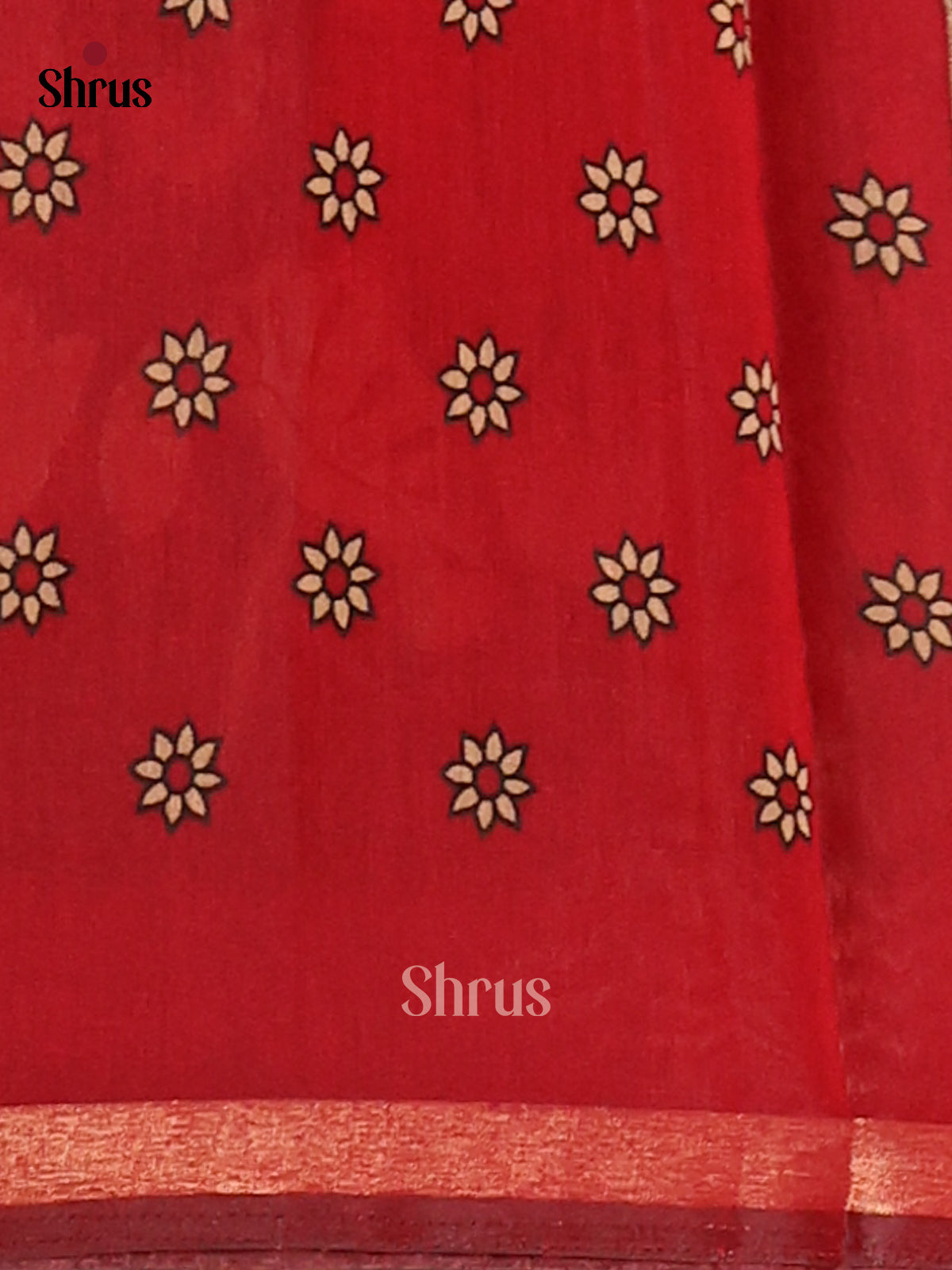 Black & Red - Semi Maheswari saree