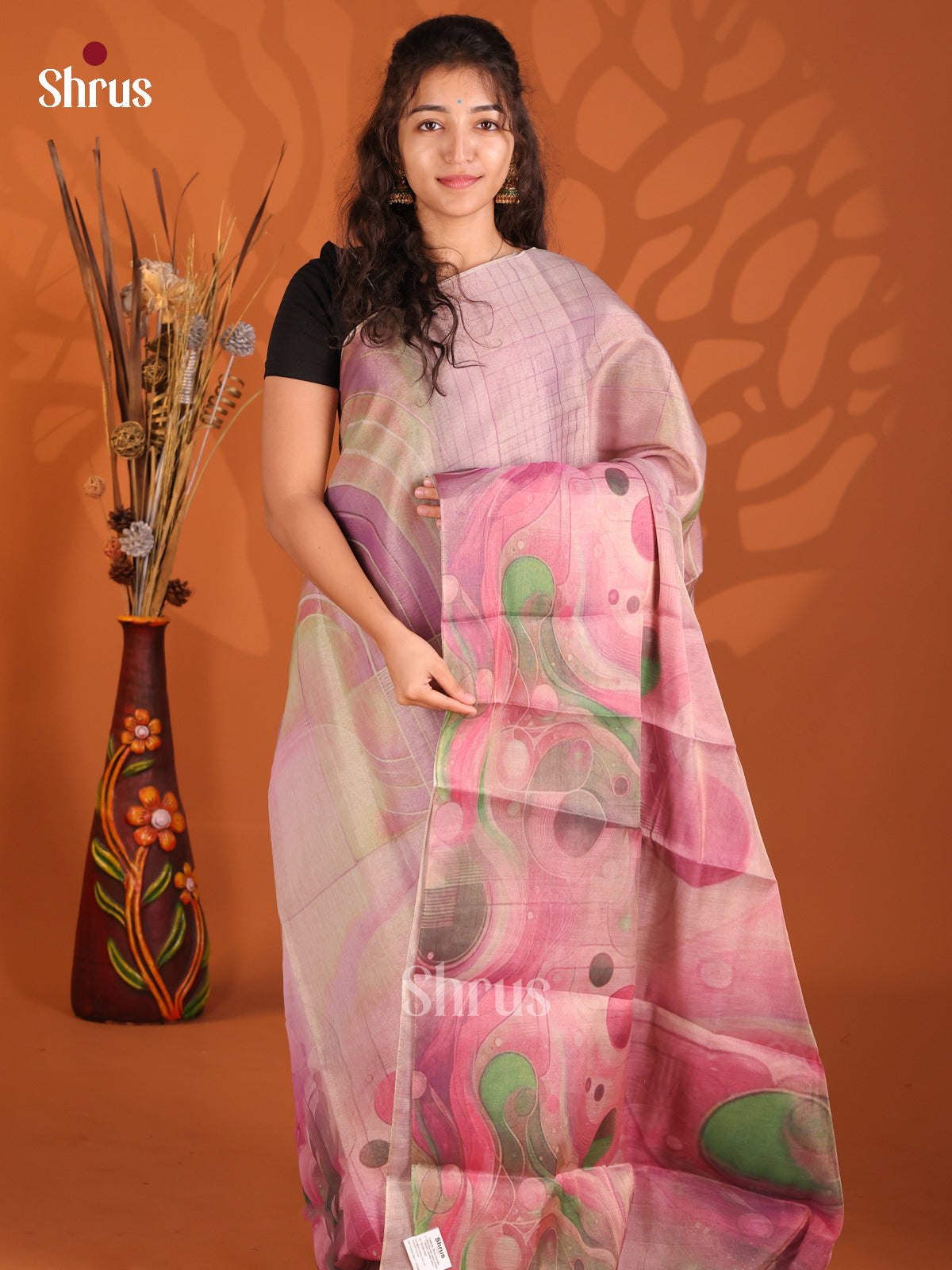 Lavender- Semi Tissue Print Saree