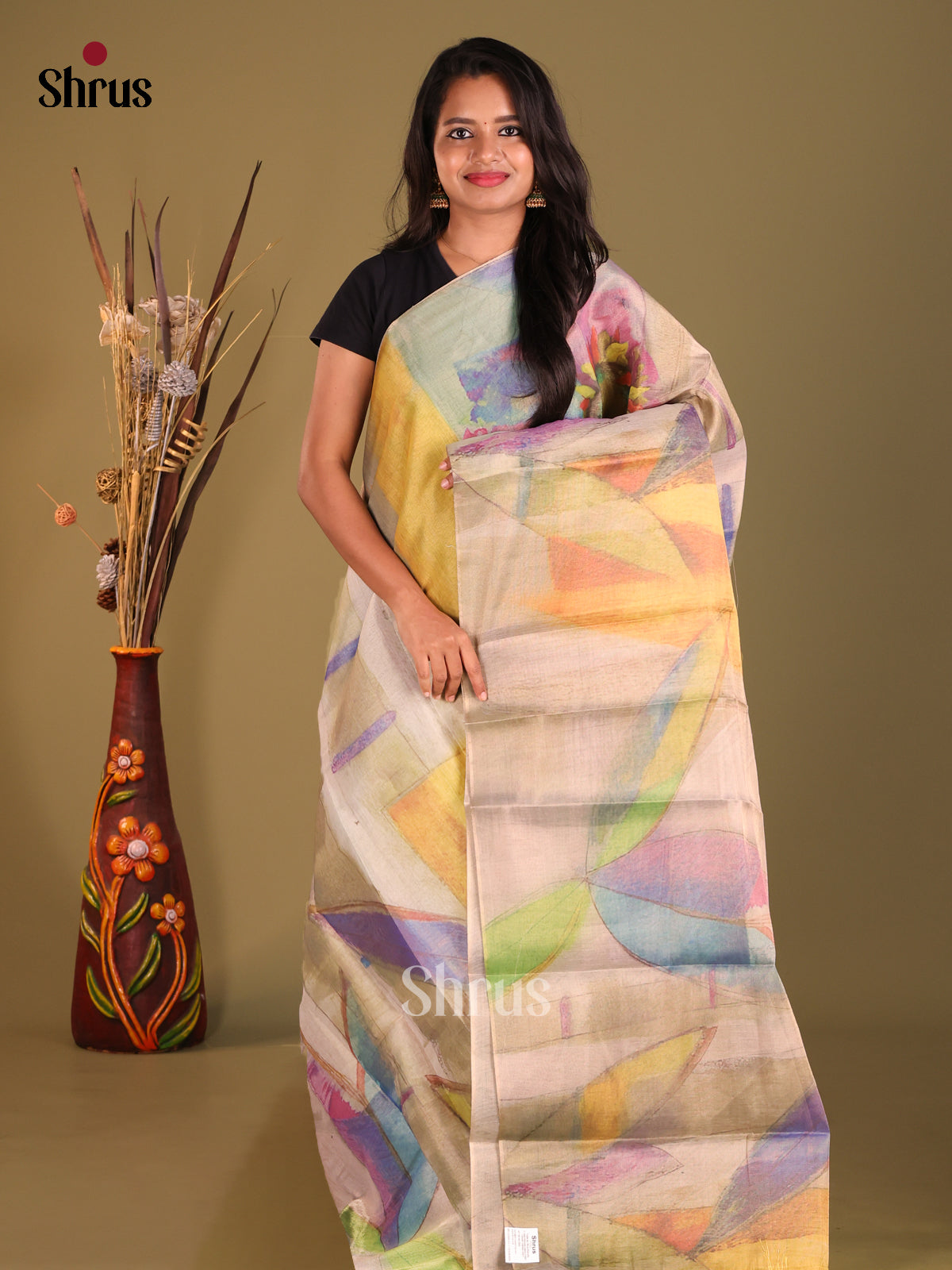 DFS16367 - Semi Tissue Print Saree