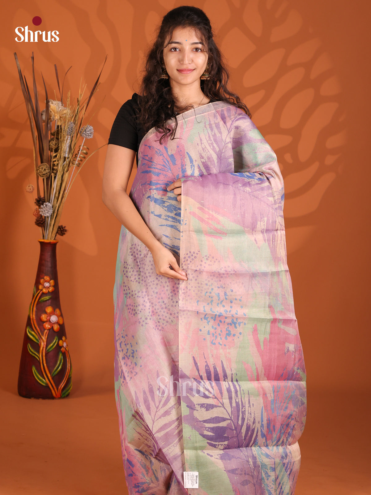Lavender - Semi Tissue Print Saree