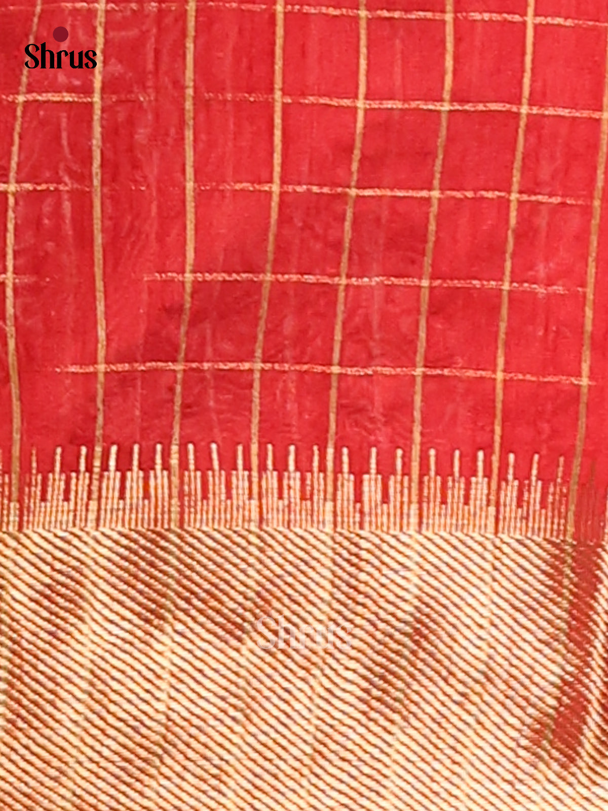 Green & Red- Semi Rawsilk Saree - Shop on Shrus.com