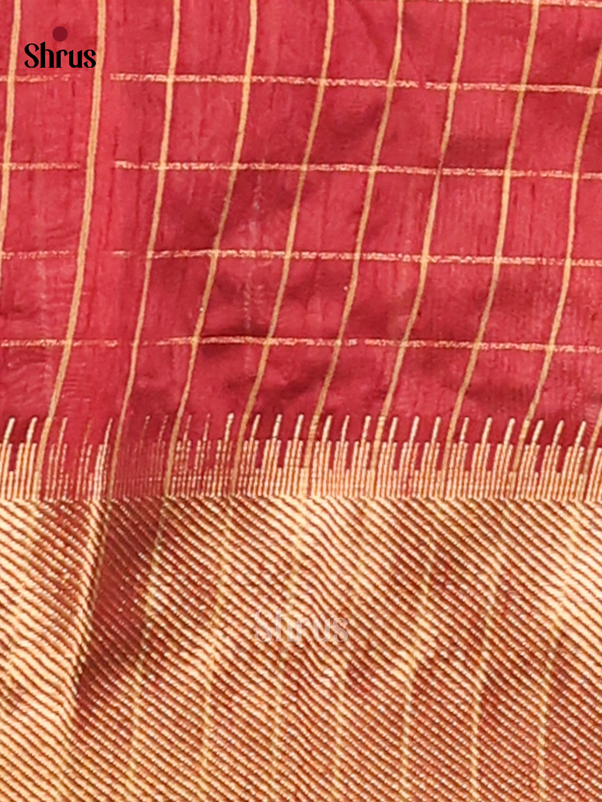 Mustard & Maroon - Semi Rawsilk Saree - Shop on Shrus.com