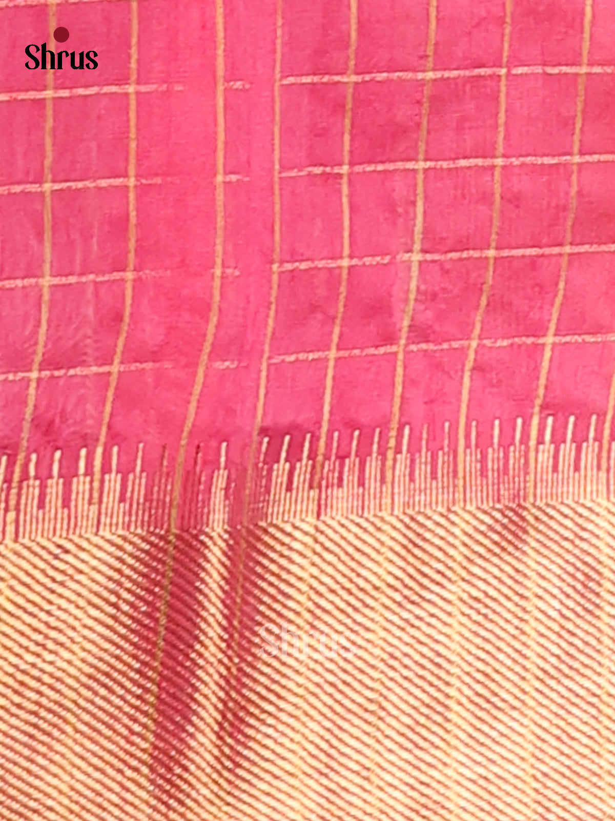 Yellow & Pink - Semi Rawsilk Saree - Shop on Shrus.com