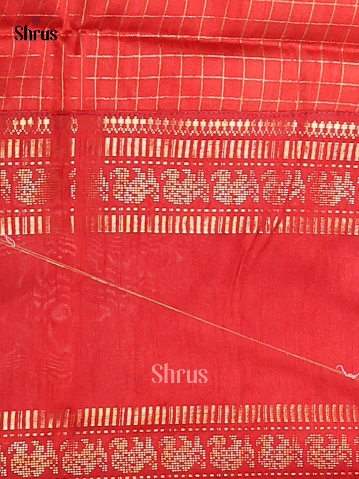 Cream & Red- Semi Rawsilk Saree - Shop on Shrus.com