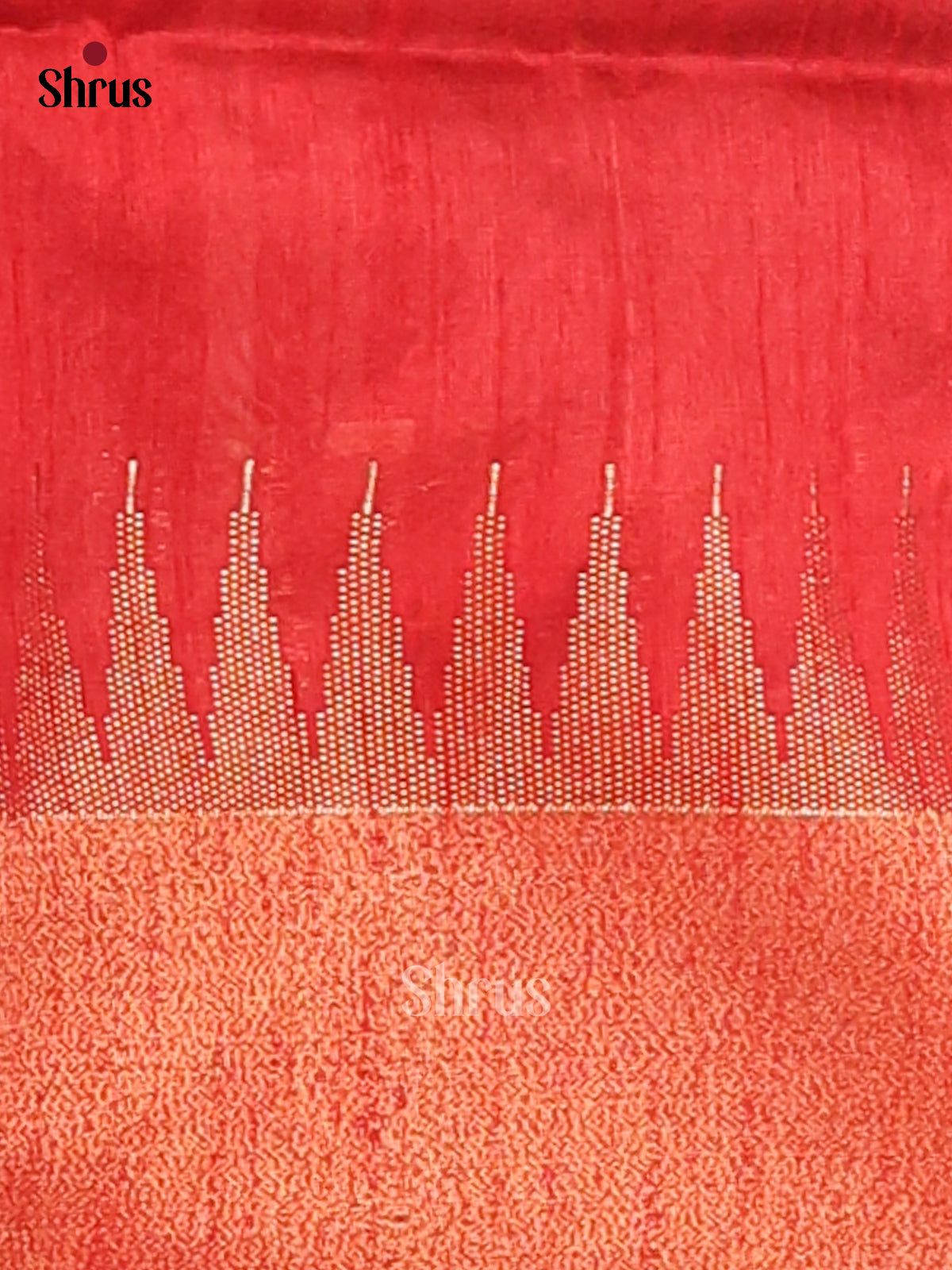 Grey & Red - Semi Rawsilk Saree - Shop on Shrus.com
