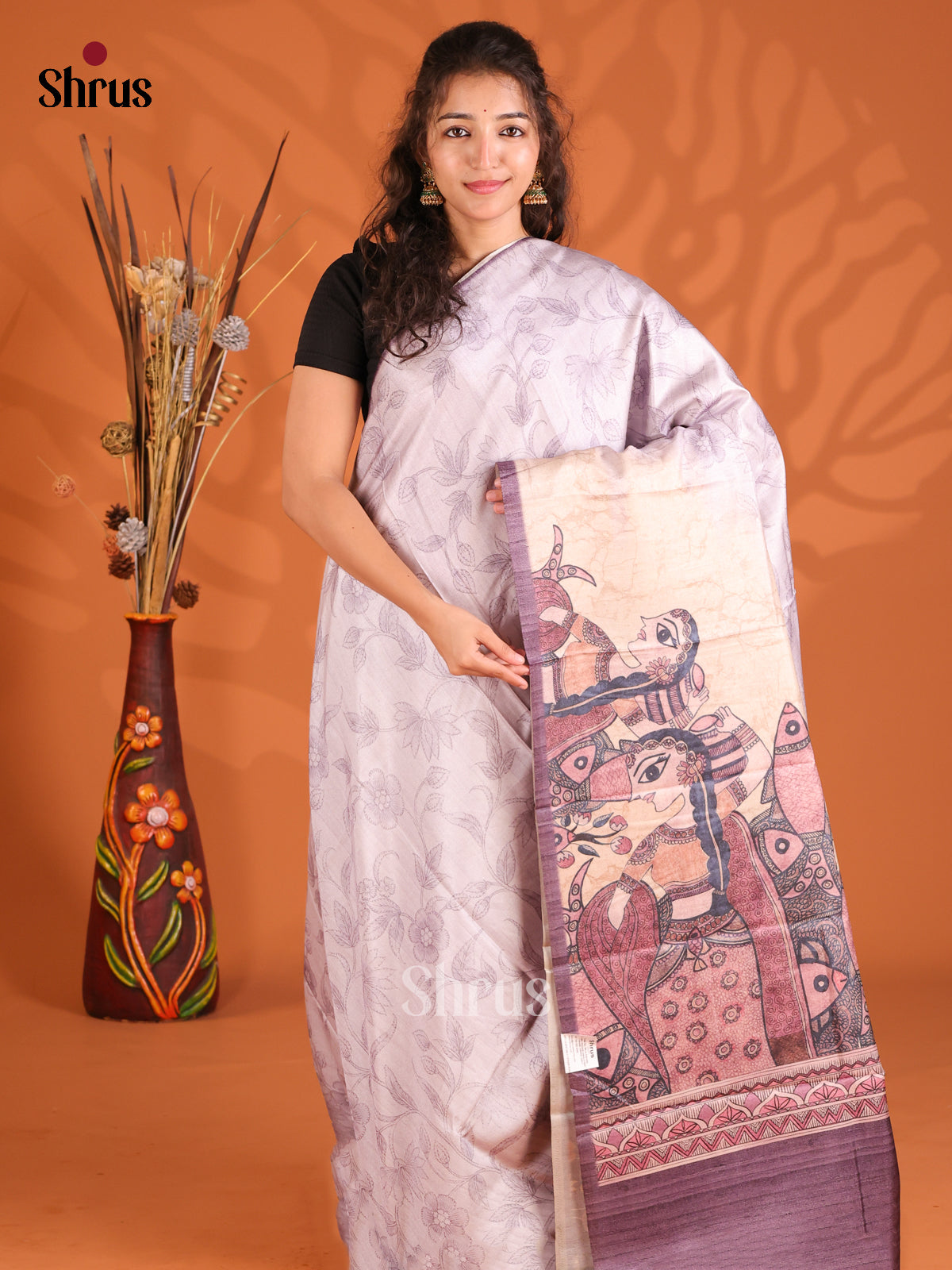 Lavender & Purple- Butter silk Saree - Shop on Shrus.com