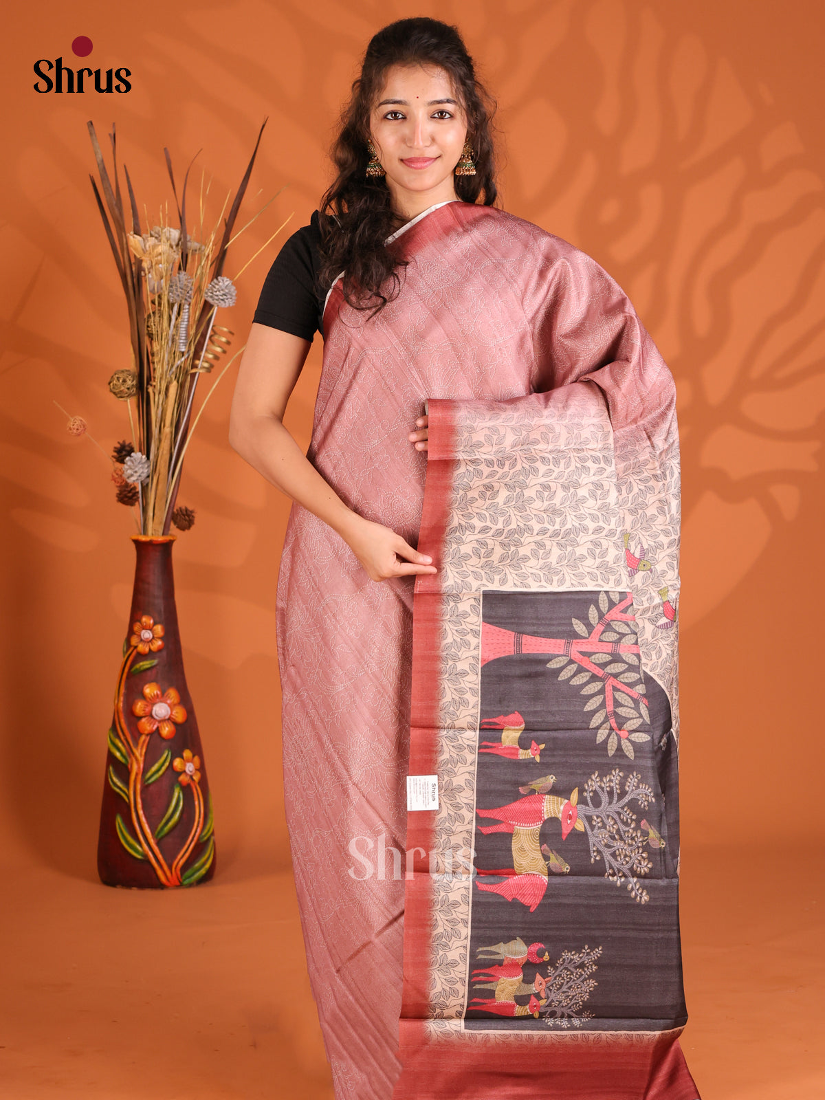 Maroon - Butter silk Saree - Shop on Shrus.com
