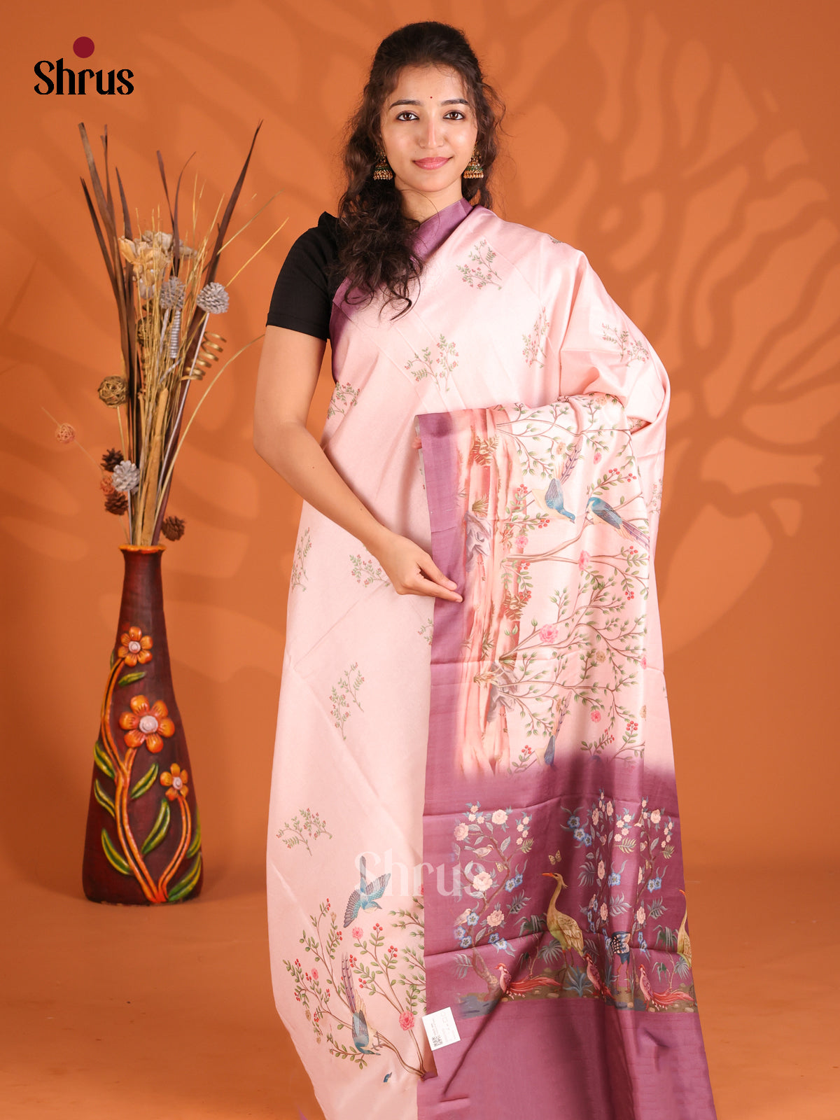 Pink & Onion peel- Butter silk Saree
