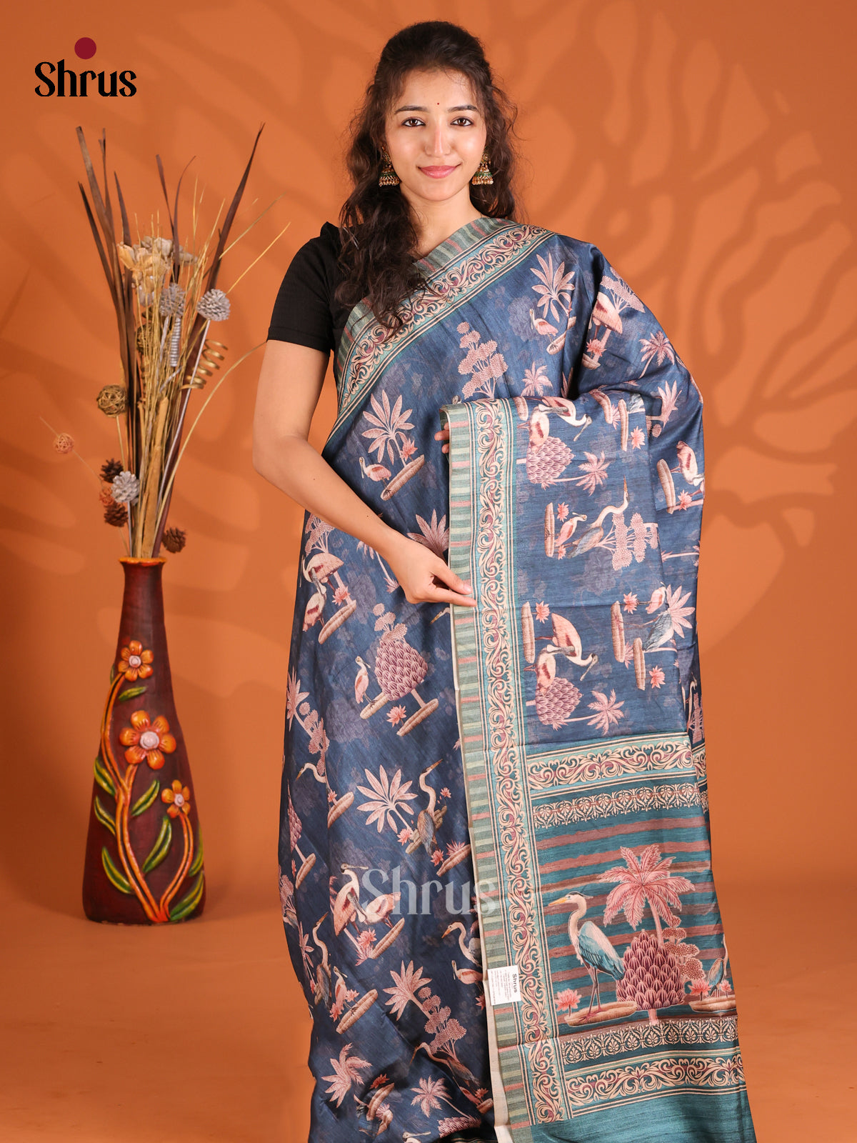 Blue - Butter silk Saree
