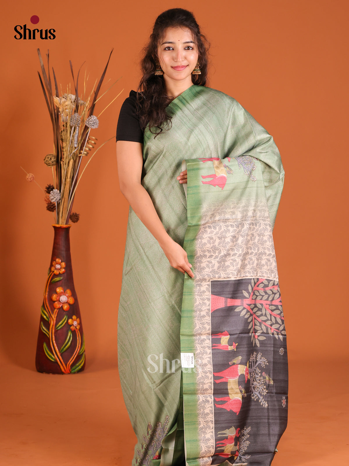 Green - Butter silk Saree - Shop on Shrus.com