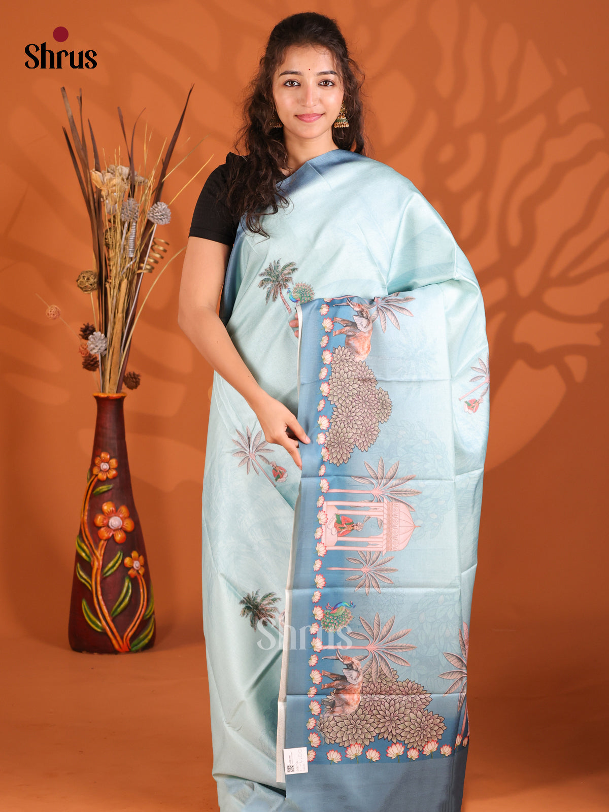 Light Blue & Blue - Butter silk Saree - Shop on Shrus.com