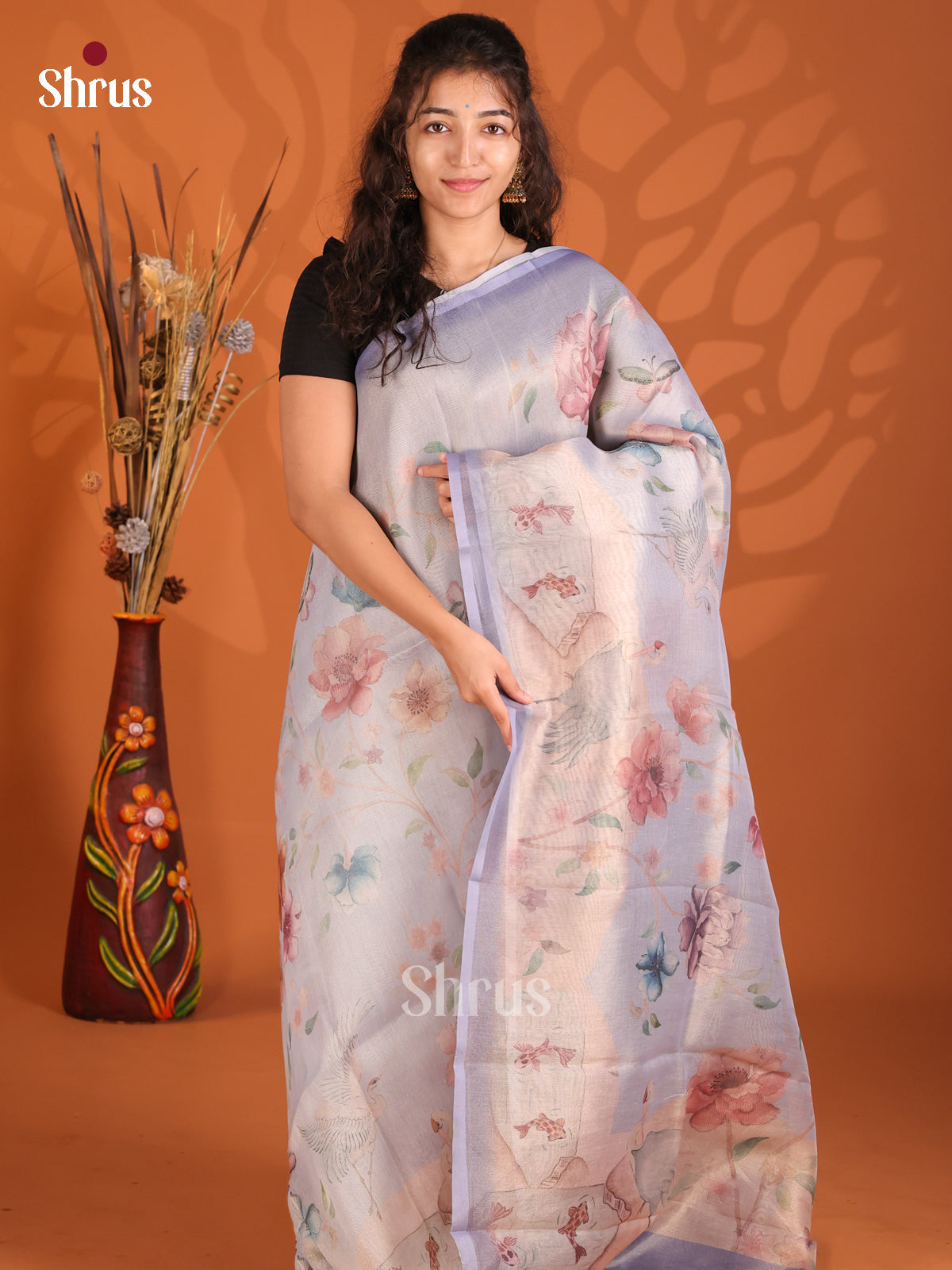 Mild Lavender- Semi Tissue Print Saree