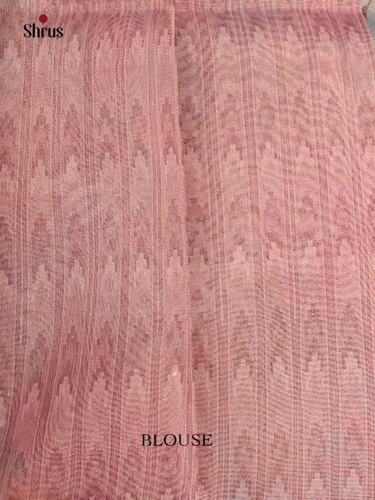 Blue & Pink- Semi Tissue Print Saree