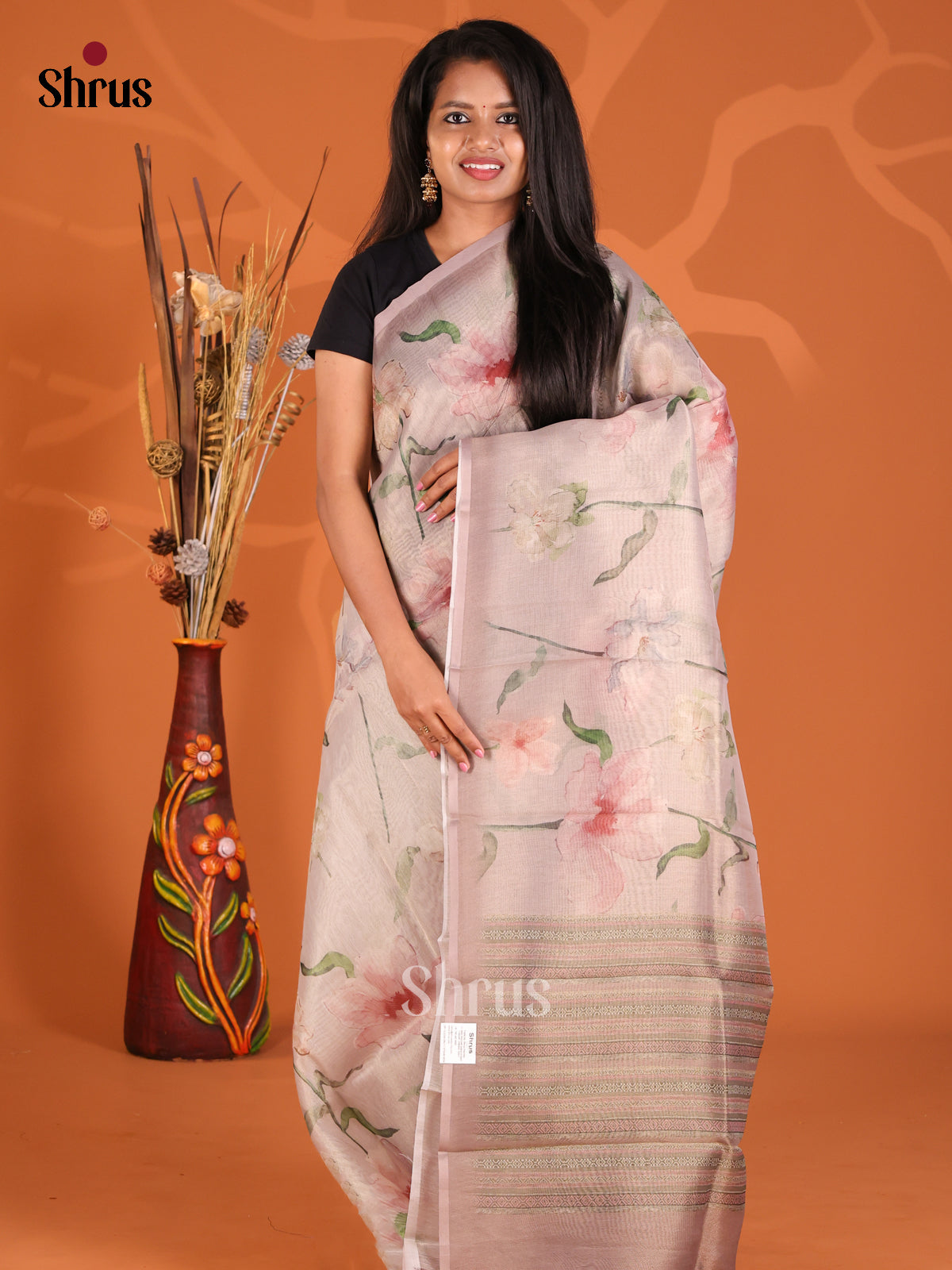 Mild Lavender - Semi Tissue Print Saree