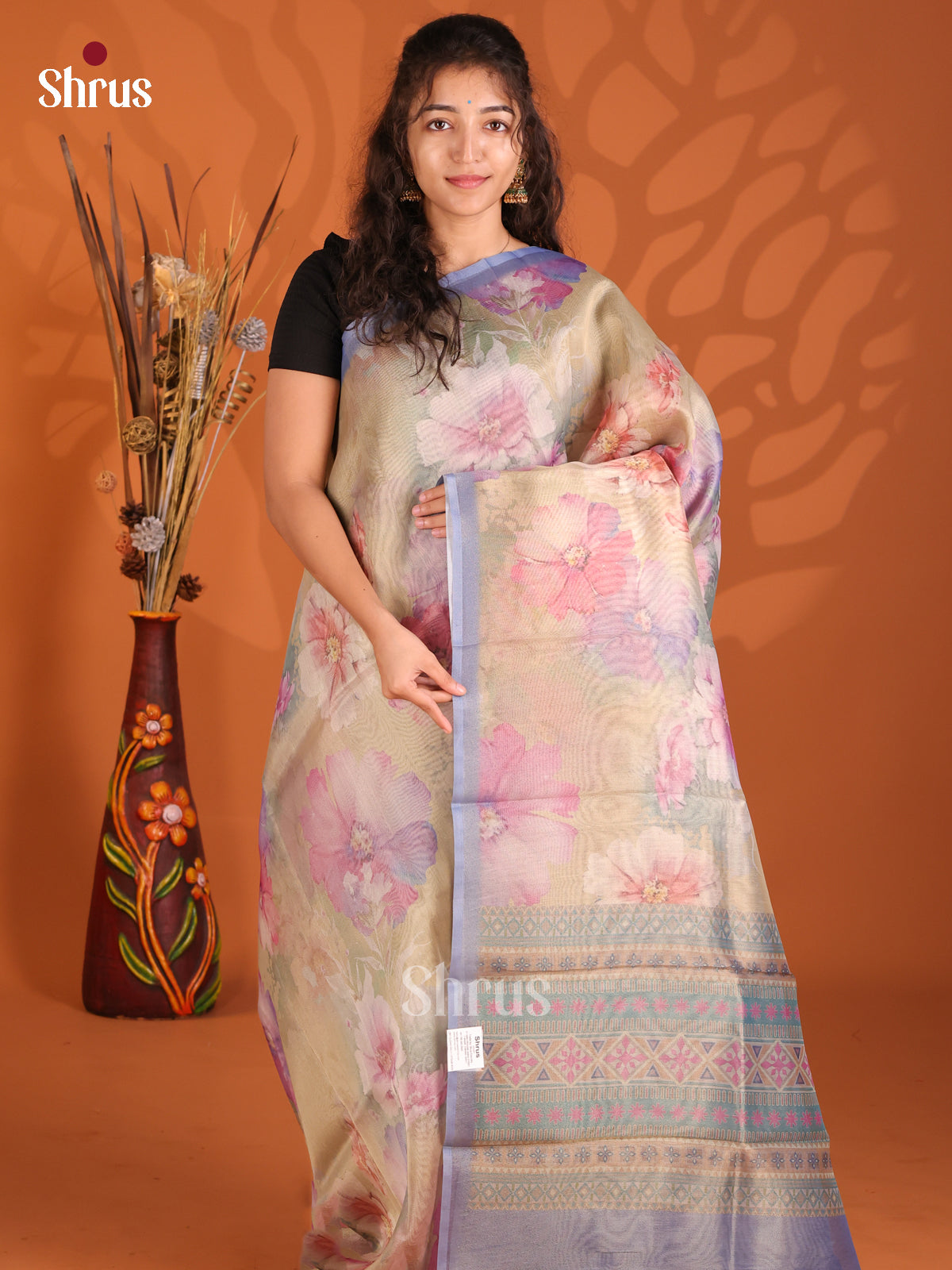 DFS17192 - Semi Tissue Print Saree