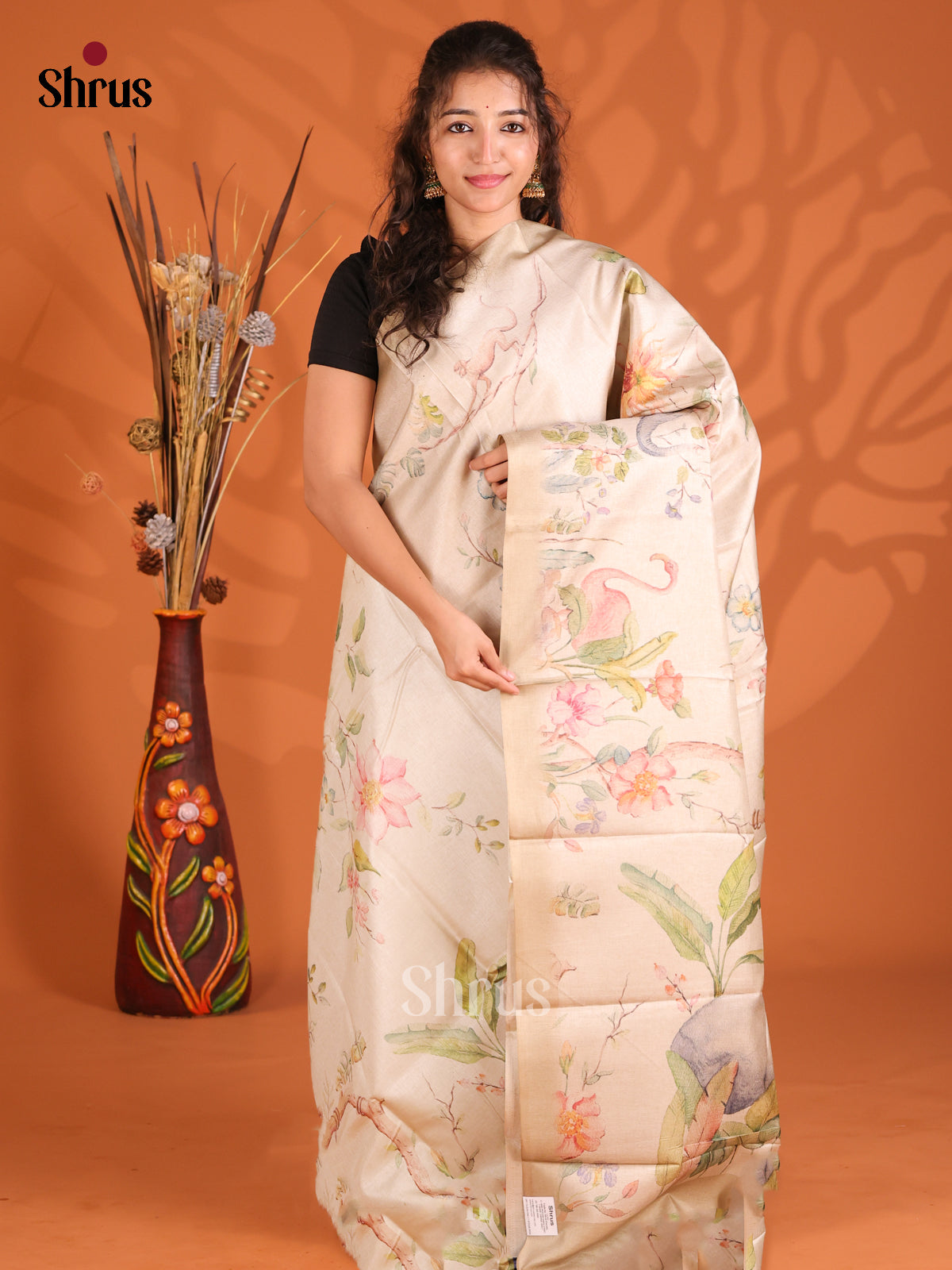 Cream- Butter silk Saree