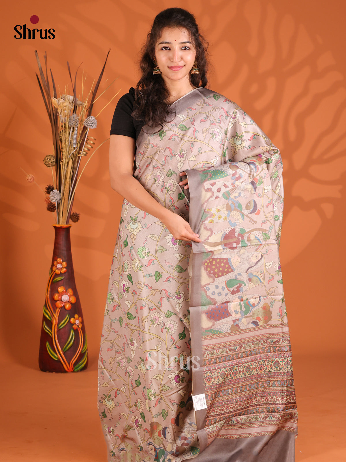 Grey - Butter silk Saree